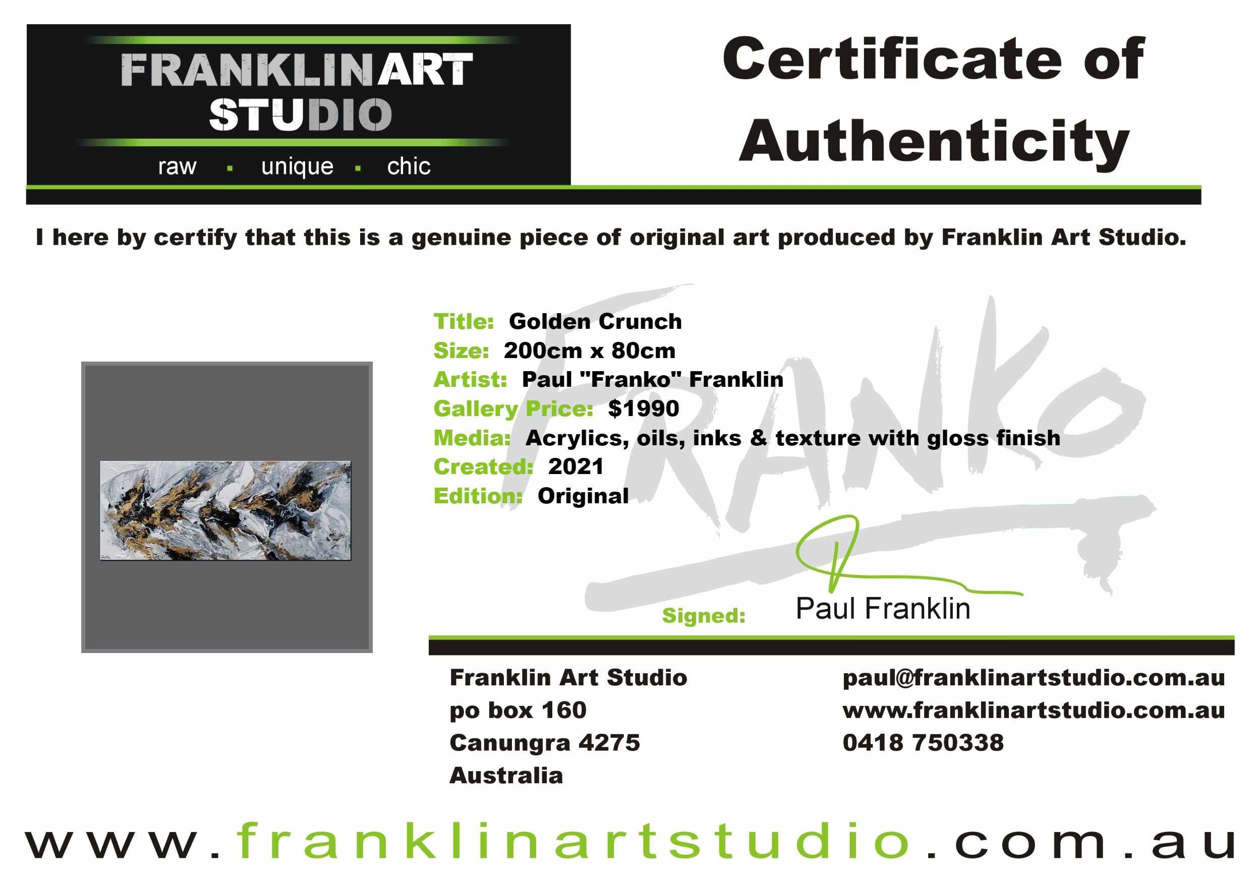 Golden Crunch 200cm x 80cm Grey Gold Textured Abstract Painting (SOLD)-Abstract-[Franko_Artist]-[The_Block]-[Dream_Homes]-[ideas]-[Grand_Designs]-[Art_Lover]-Franklin Art Studio