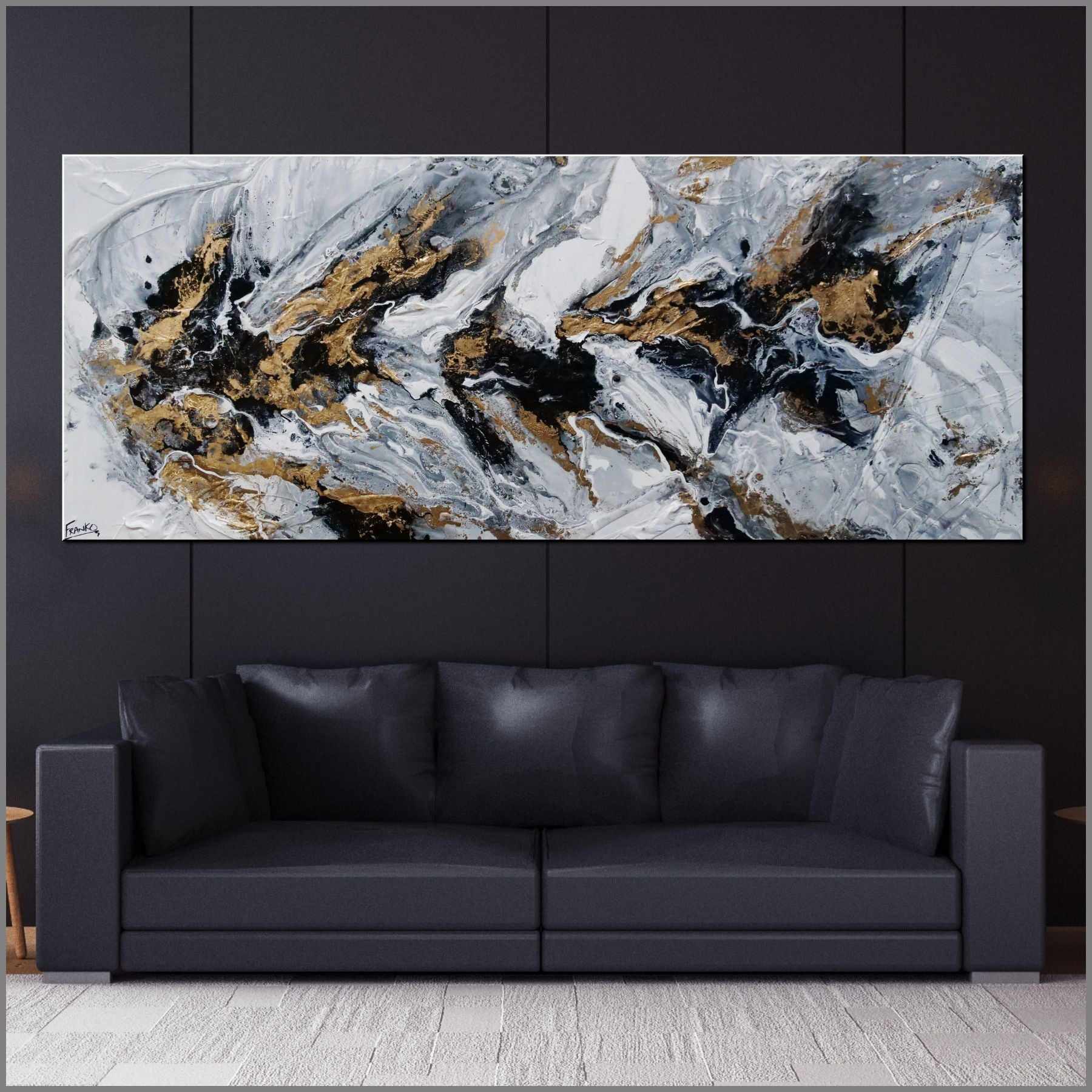 Golden Crunch 200cm x 80cm Grey Gold Textured Abstract Painting (SOLD)-Abstract-[Franko_Artist]-[Australian_artist]-[Gold_Coast]-[Brisbane]-[modern]-[contemporary]-[original]-[Large_artwork]-[The_Block]-[Dream_Homes]-[ideas]-[Grand_Designs]-[Art_Lover]-Franklin Art Studio