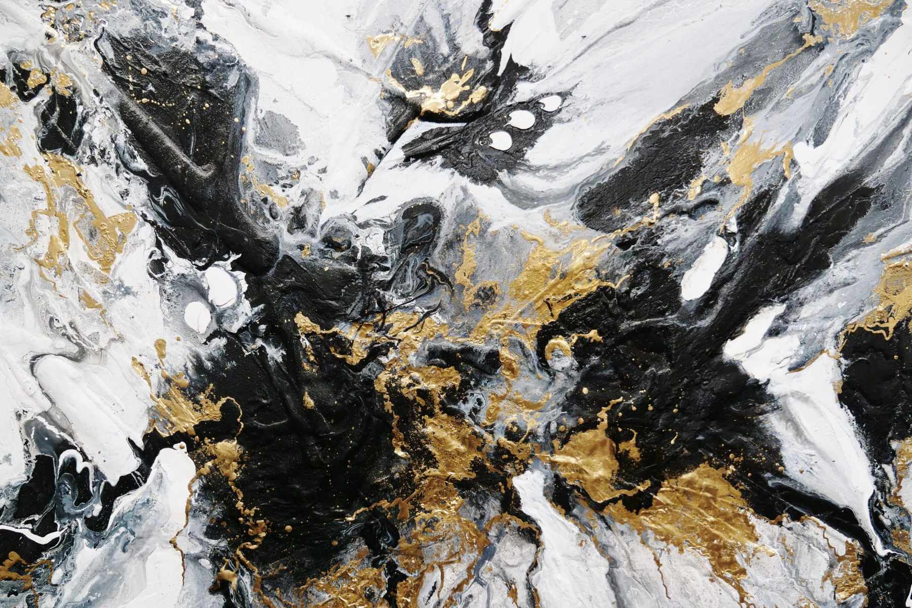 Golden Currency 200cm x 80cm Black White Gold Textured Abstract Painting (SOLD)