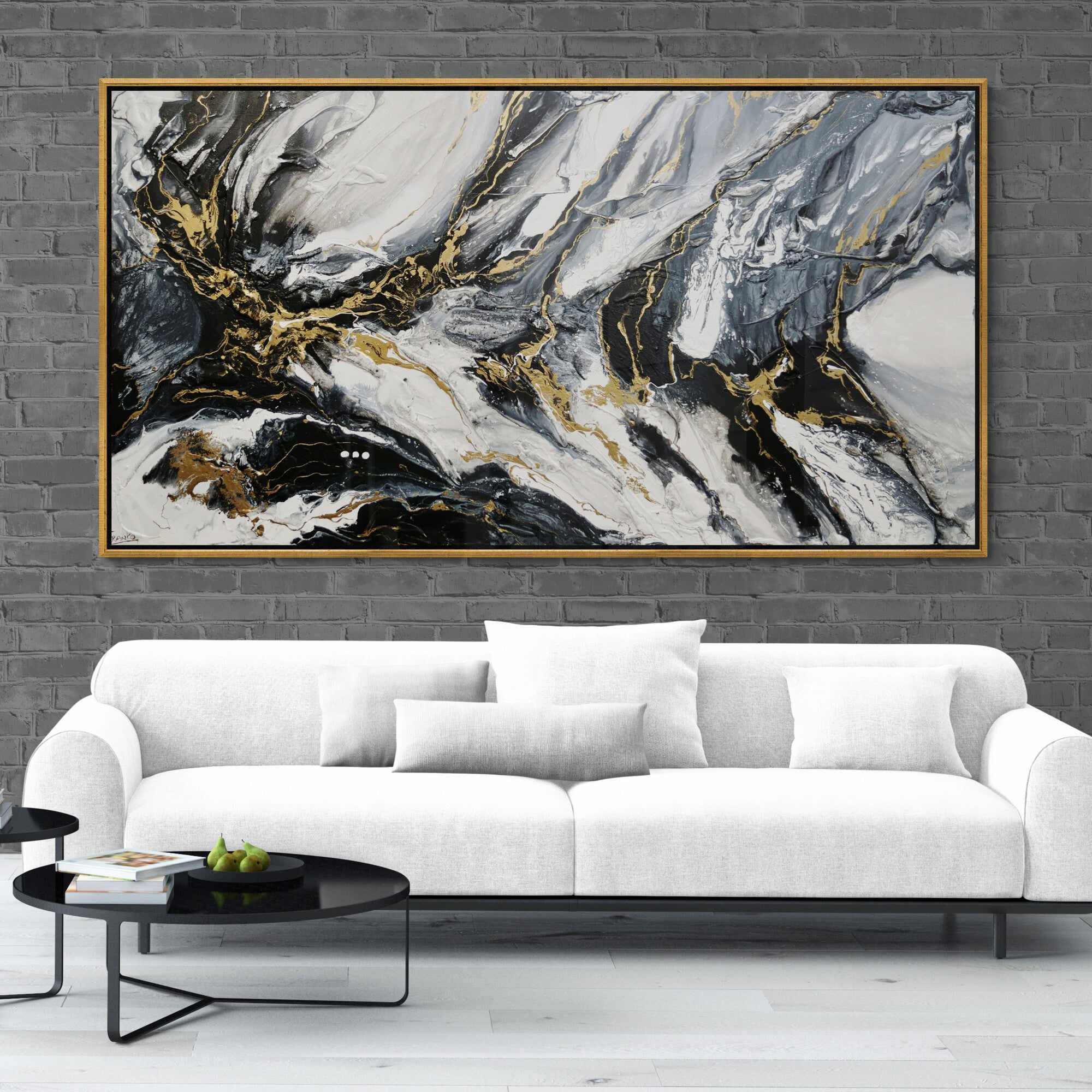 Golden Glamour 190cm x 100cm White Gold Textured Abstract Painting (SOLD)-Abstract-[Franko]-[Australian]-[Popular]-[Best Selling]-Franklin Art Studio
