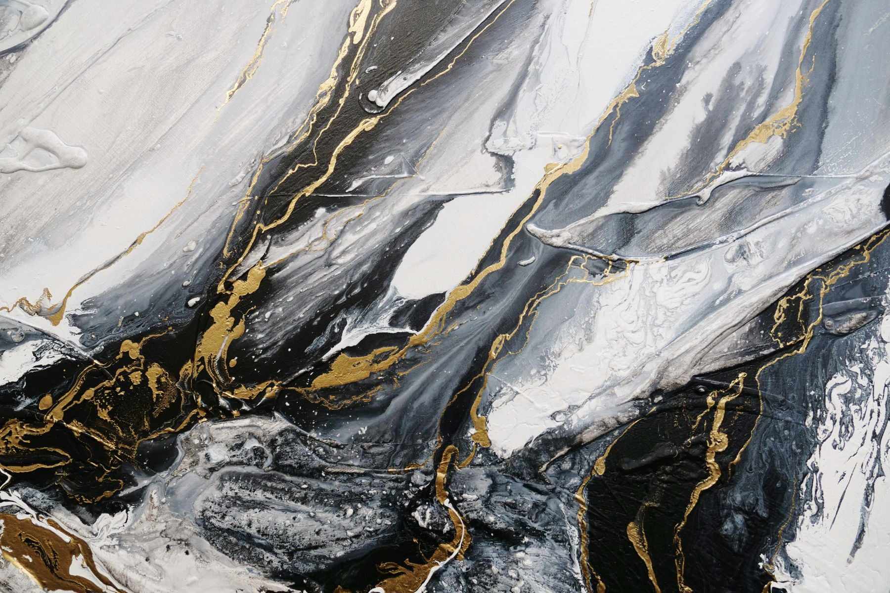 Golden Glamour 190cm x 100cm White Gold Textured Abstract Painting (SOLD)