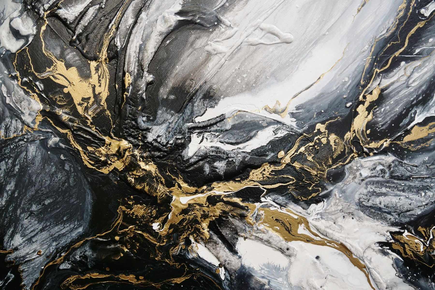 Golden Glamour 190cm x 100cm White Gold Textured Abstract Painting (SOLD)