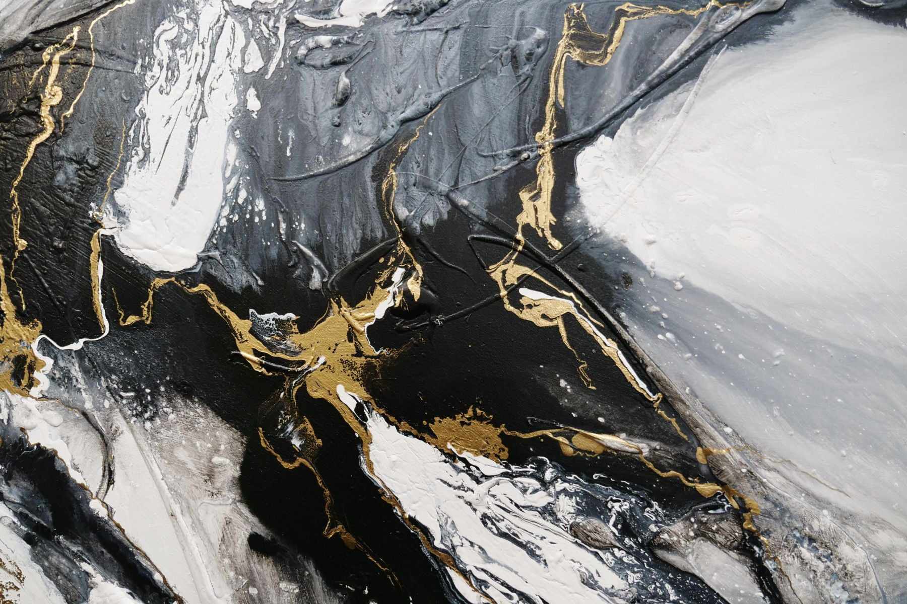 Golden Glamour 190cm x 100cm White Gold Textured Abstract Painting (SOLD)