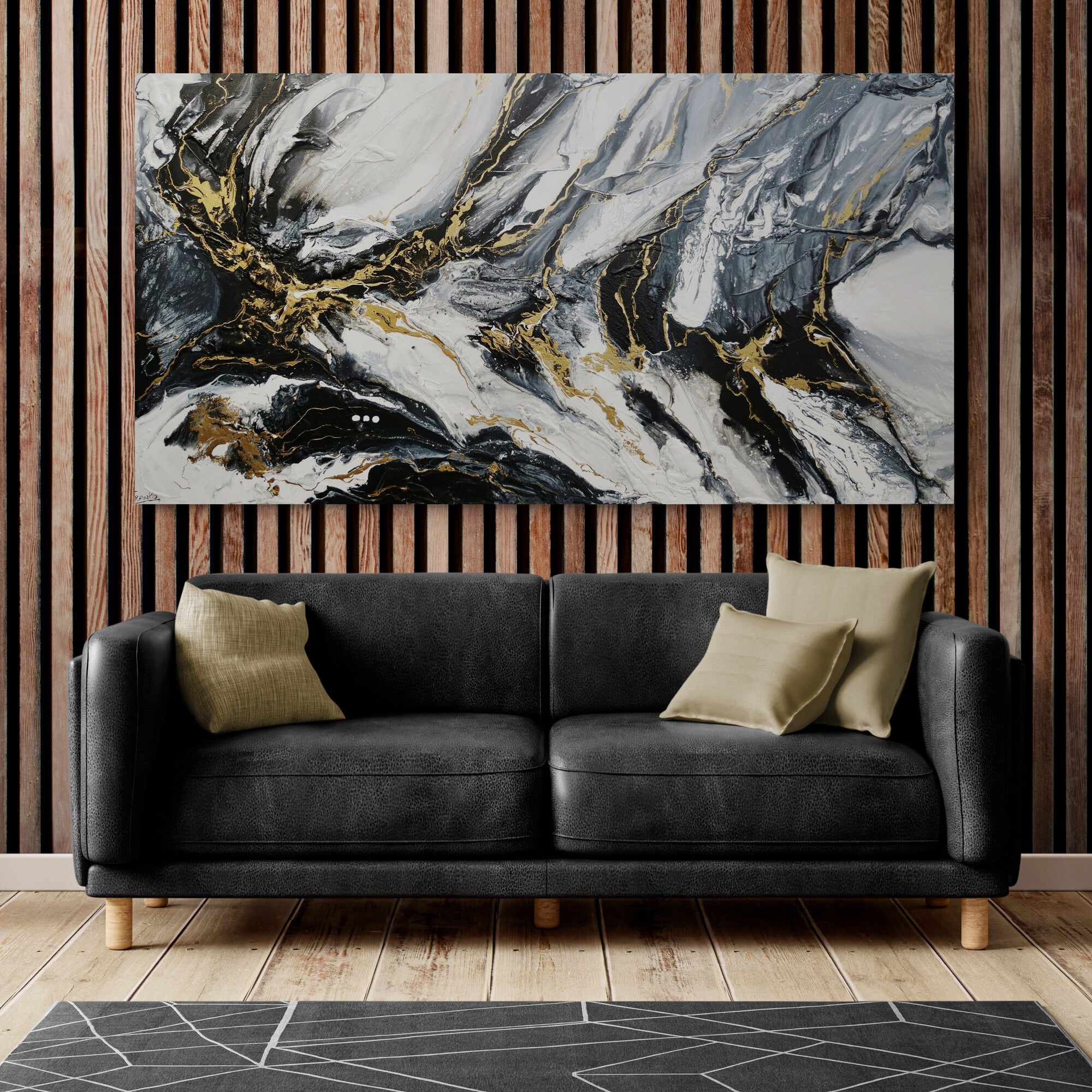 Golden Glamour 190cm x 100cm White Gold Textured Abstract Painting (SOLD)-Abstract-[Franko]-[Artist]-[Australia]-[Painting]-Franklin Art Studio