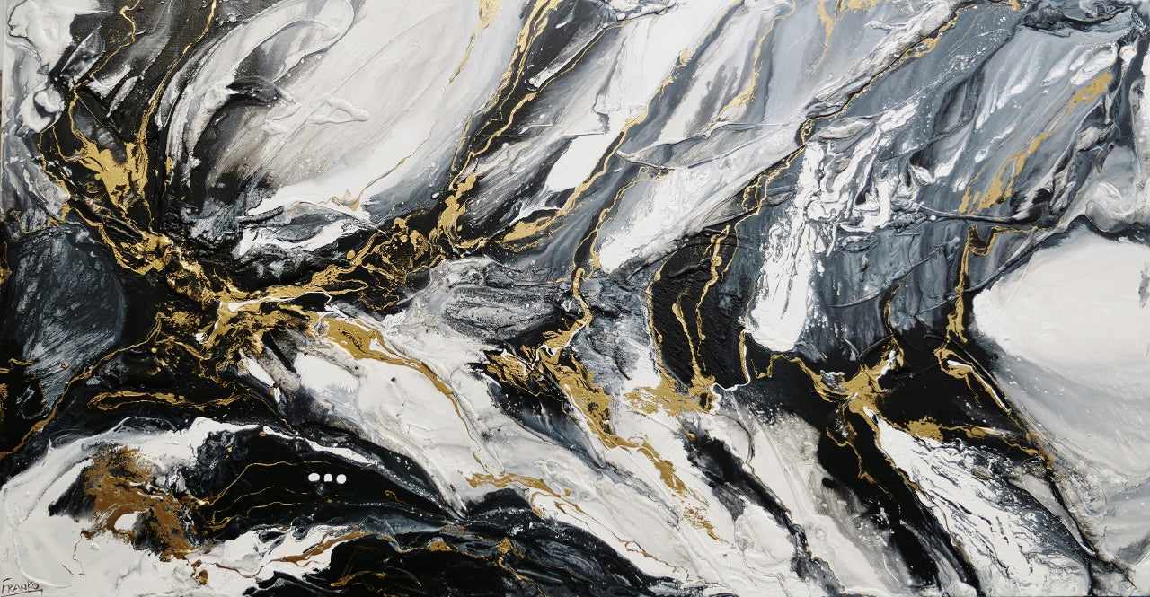 Golden Glamour 190cm x 100cm White Gold Textured Abstract Painting (SOLD)-Abstract-[Franko_Artist]-[Australian_artist]-[Gold_Coast]-[Brisbane]-[modern]-[contemporary]-[original]-[Large_artwork]-Franklin Art Studio