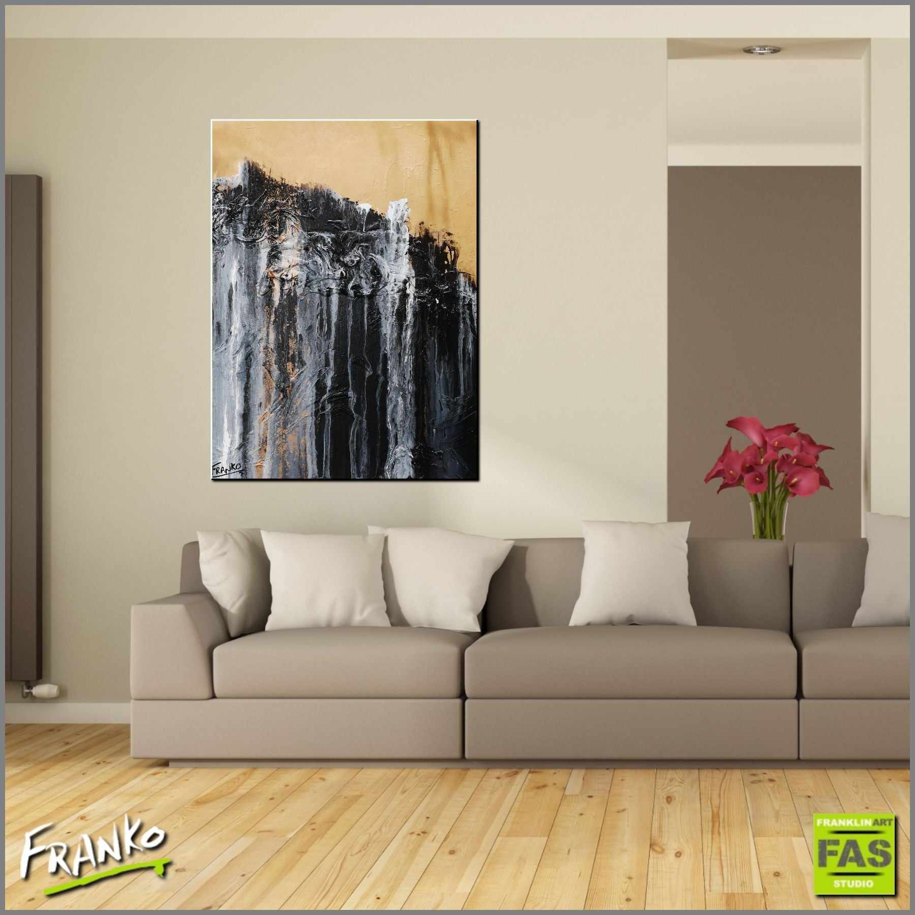 Golden Licorice 75cm x 100cm Black Gold Abstract Painting (SOLD)-Abstract-[Franko_Artist]-[Australian_artist]-[Gold_Coast]-[Brisbane]-[modern]-[contemporary]-[original]-[Large_artwork]-[The_Block]-[Dream_Homes]-[ideas]-[Grand_Designs]-[Art_Lover]-Franklin Art Studio
