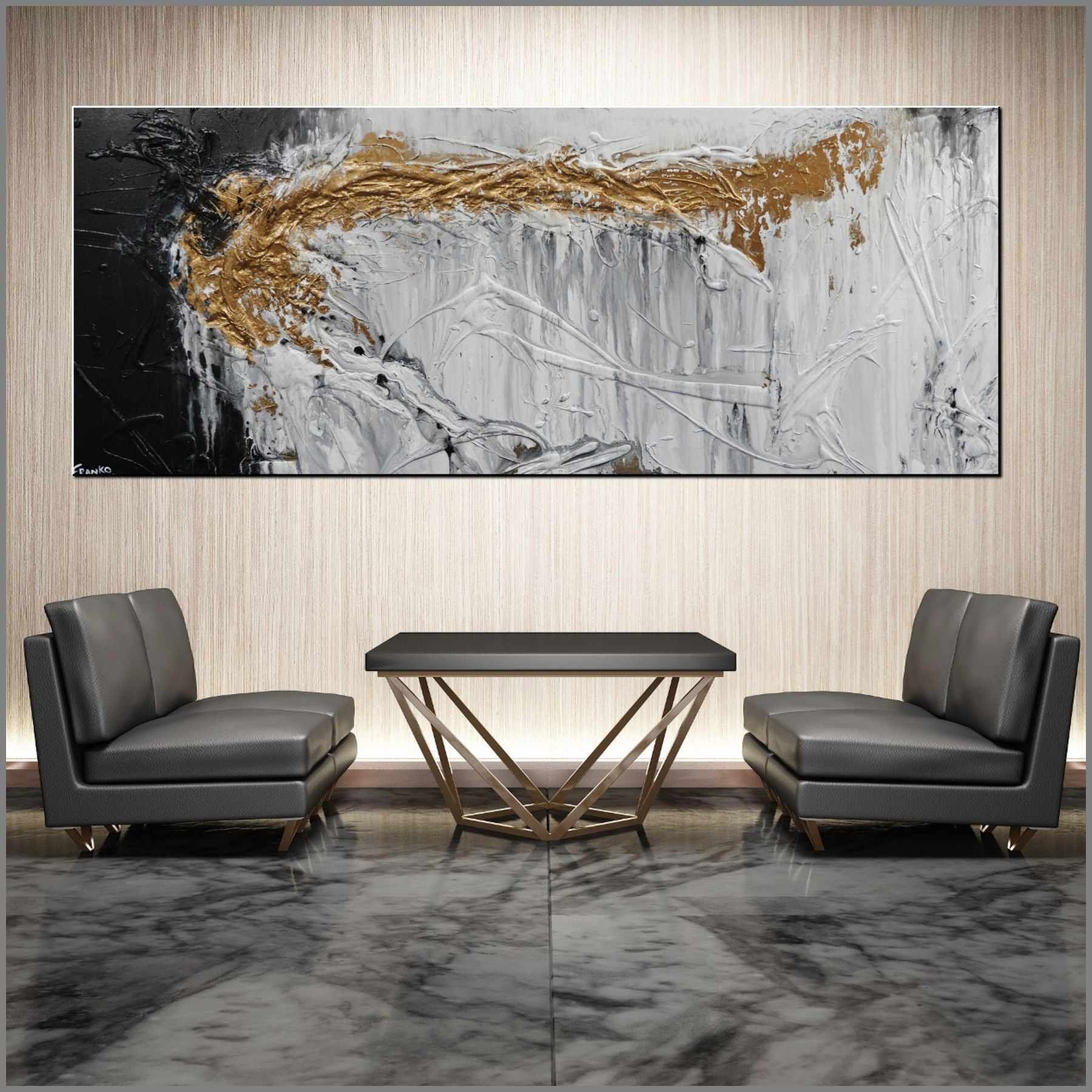 Golden Marble 200cm x 80cm Grey Gold Black Textured Abstract Painting (SOLD)-Abstract-[Franko_Artist]-[Australian_artist]-[Gold_Coast]-[Brisbane]-[modern]-[contemporary]-[original]-[Large_artwork]-[The_Block]-[Dream_Homes]-[ideas]-[Grand_Designs]-[Art_Lover]-Franklin Art Studio