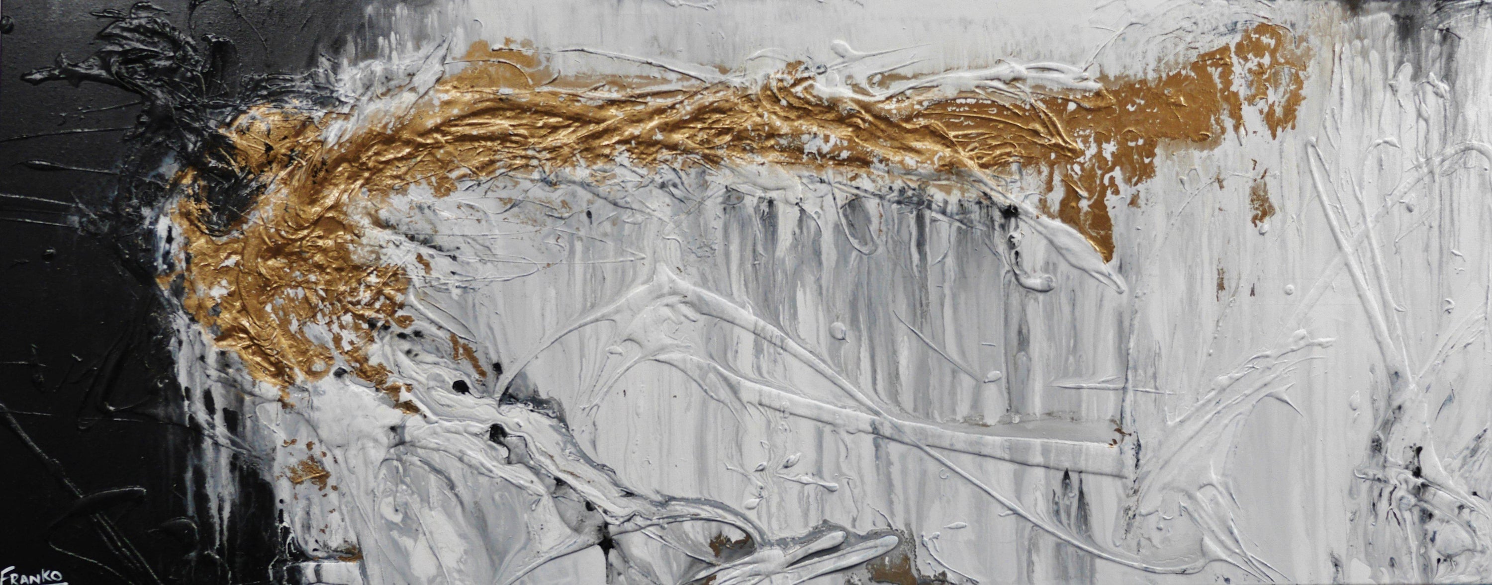 Golden Marble 200cm x 80cm Grey Gold Black Textured Abstract Painting (SOLD)-Abstract-[Franko_Artist]-[Australian_artist]-[Gold_Coast]-[Brisbane]-[modern]-[contemporary]-[original]-[Large_artwork]-Franklin Art Studio