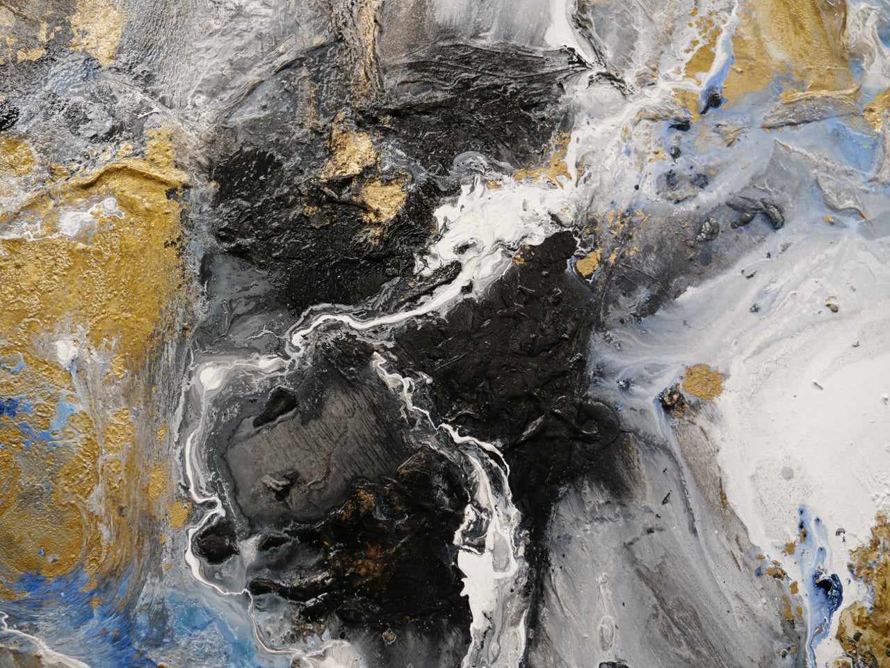 Golden Potion 190cm x 100cm Paynes Grey Gold Black Textured Abstract Painting (SOLD)