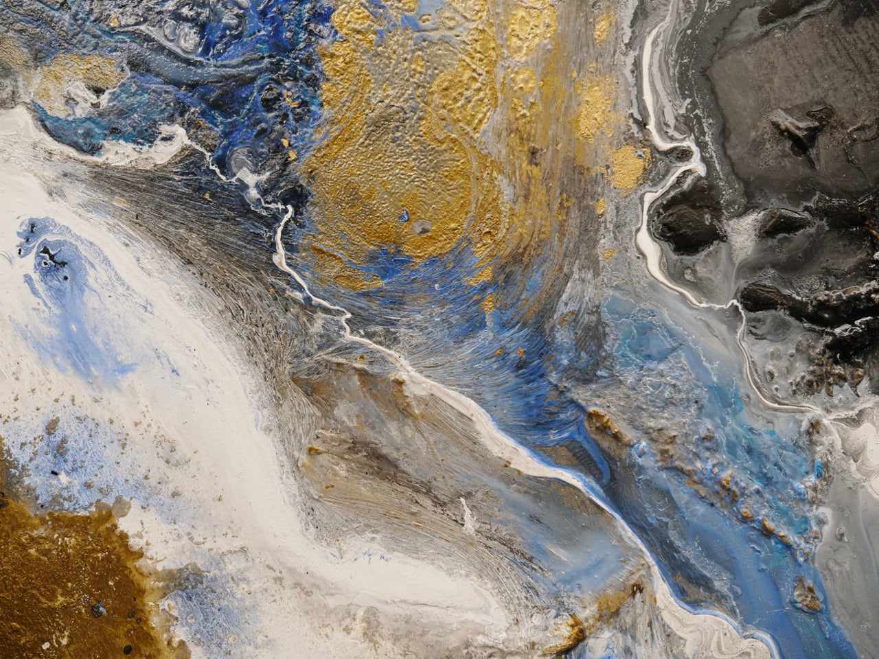 Golden Potion 190cm x 100cm Paynes Grey Gold Black Textured Abstract Painting (SOLD)