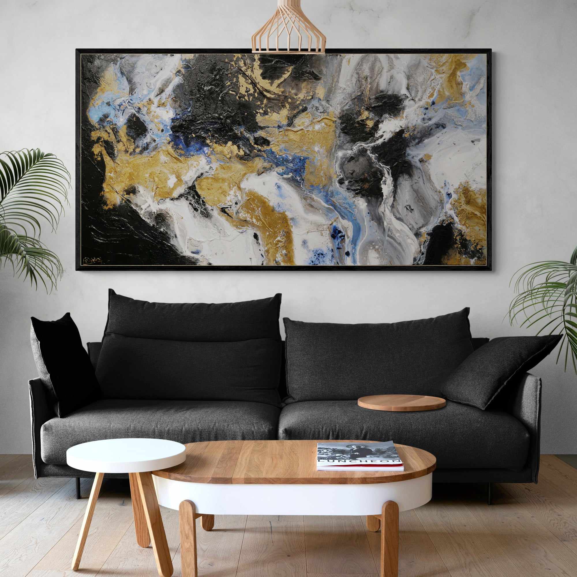 Golden Potion 190cm x 100cm Paynes Grey Gold Black Textured Abstract Painting (SOLD)-Abstract-[Franko_Artist]-[Australian_artist]-[Gold_Coast]-[Brisbane]-[modern]-[contemporary]-[original]-[Large_artwork]-[The_Block]-[Dream_Homes]-[ideas]-[Grand_Designs]-[Art_Lover]-Franklin Art Studio