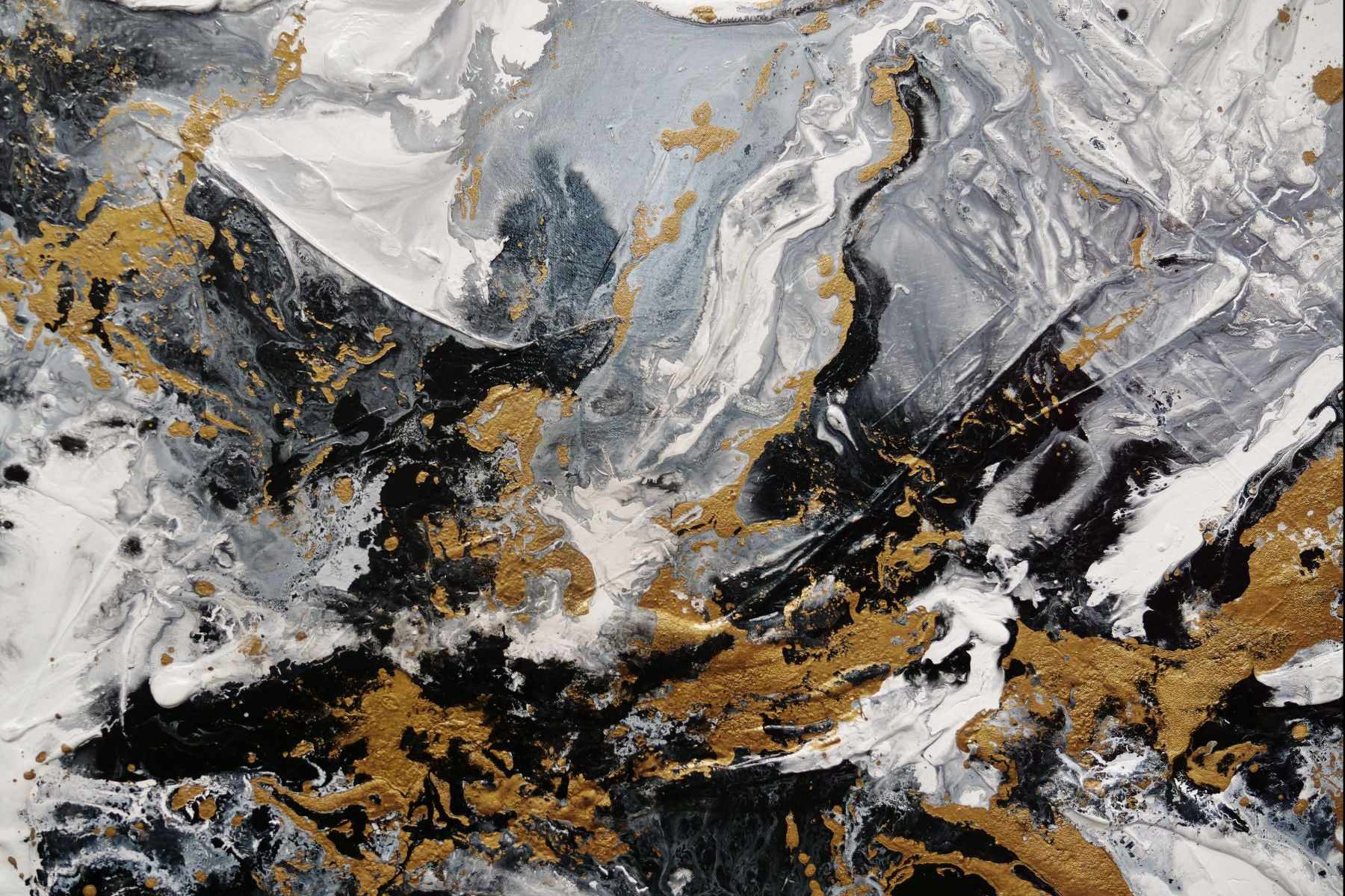 Golden Ransom 200cm x 80cm Gold White Black Textured Abstract Painting (SOLD)