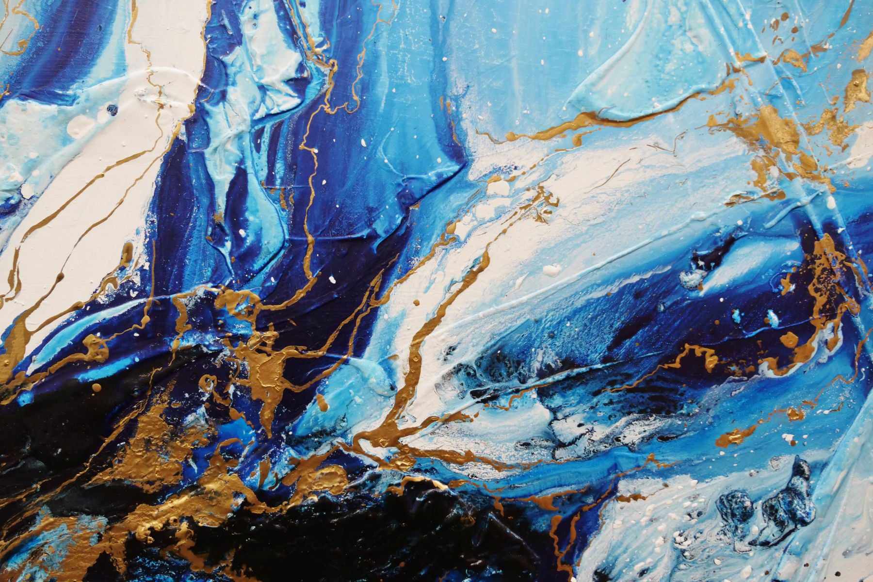 Golden Sapphire 190cm x 100cm Blue Gold Textured Abstract Painting (SOLD)