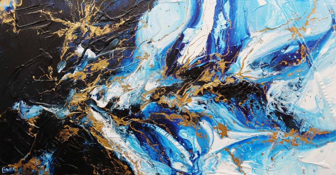 Golden Sapphire 190cm x 100cm Blue Gold Textured Abstract Painting (SOLD)-Abstract-[Franko_Artist]-[Australian_artist]-[Gold_Coast]-[Brisbane]-[modern]-[contemporary]-[original]-[Large_artwork]-Franklin Art Studio