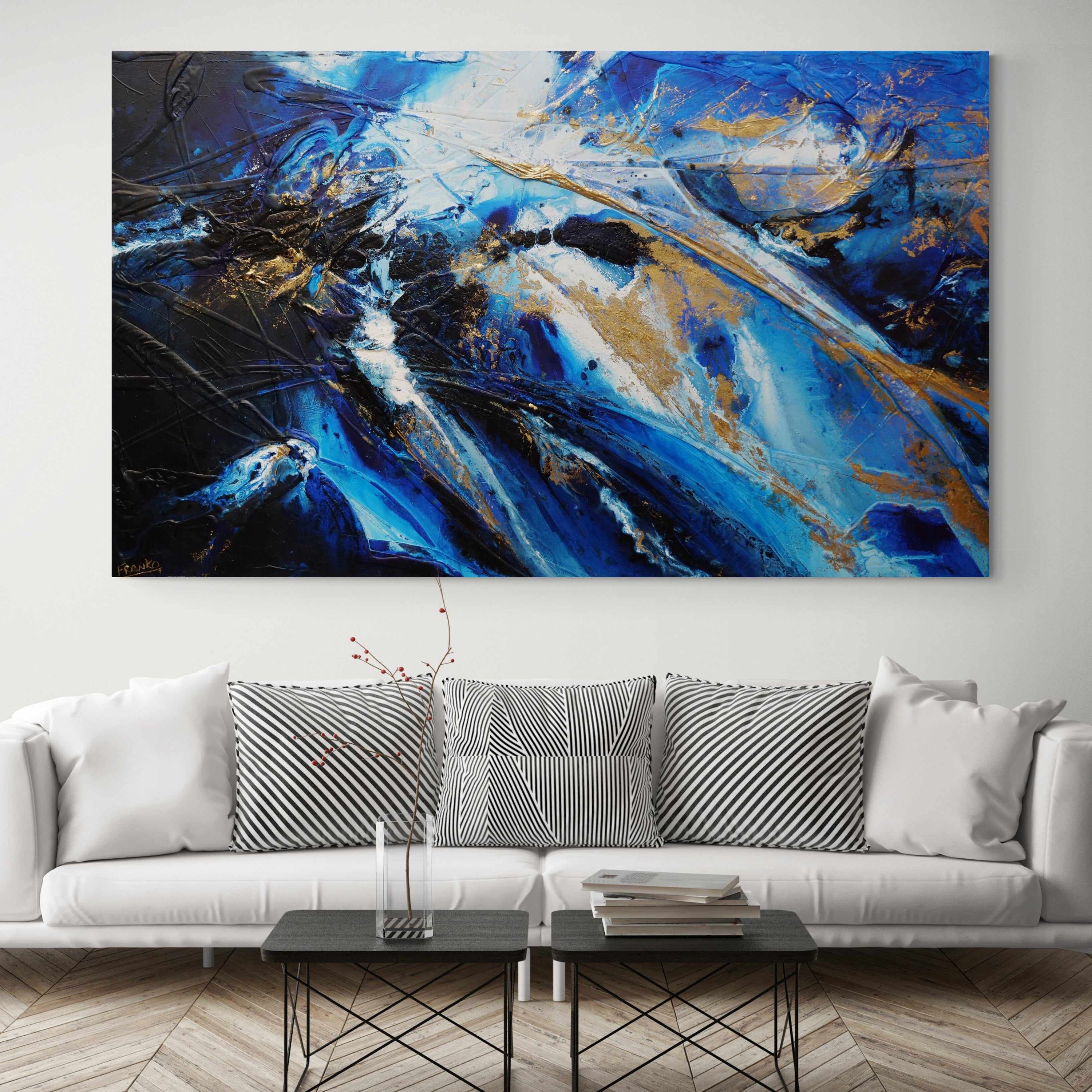 Golden Sapphire 200cm x 120cm Blue Gold White Textured Abstract Painting (SOLD)-Abstract-[Franko_Artist]-[Australian_artist]-[Gold_Coast]-[Brisbane]-[modern]-[contemporary]-[original]-[Large_artwork]-[The_Block]-[Dream_Homes]-[ideas]-[Grand_Designs]-[Art_Lover]-Franklin Art Studio