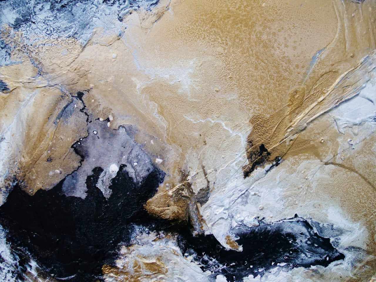 Golden Saturation 190cm x 100cm Black Gold White Textured Abstract Painting (SOLD)