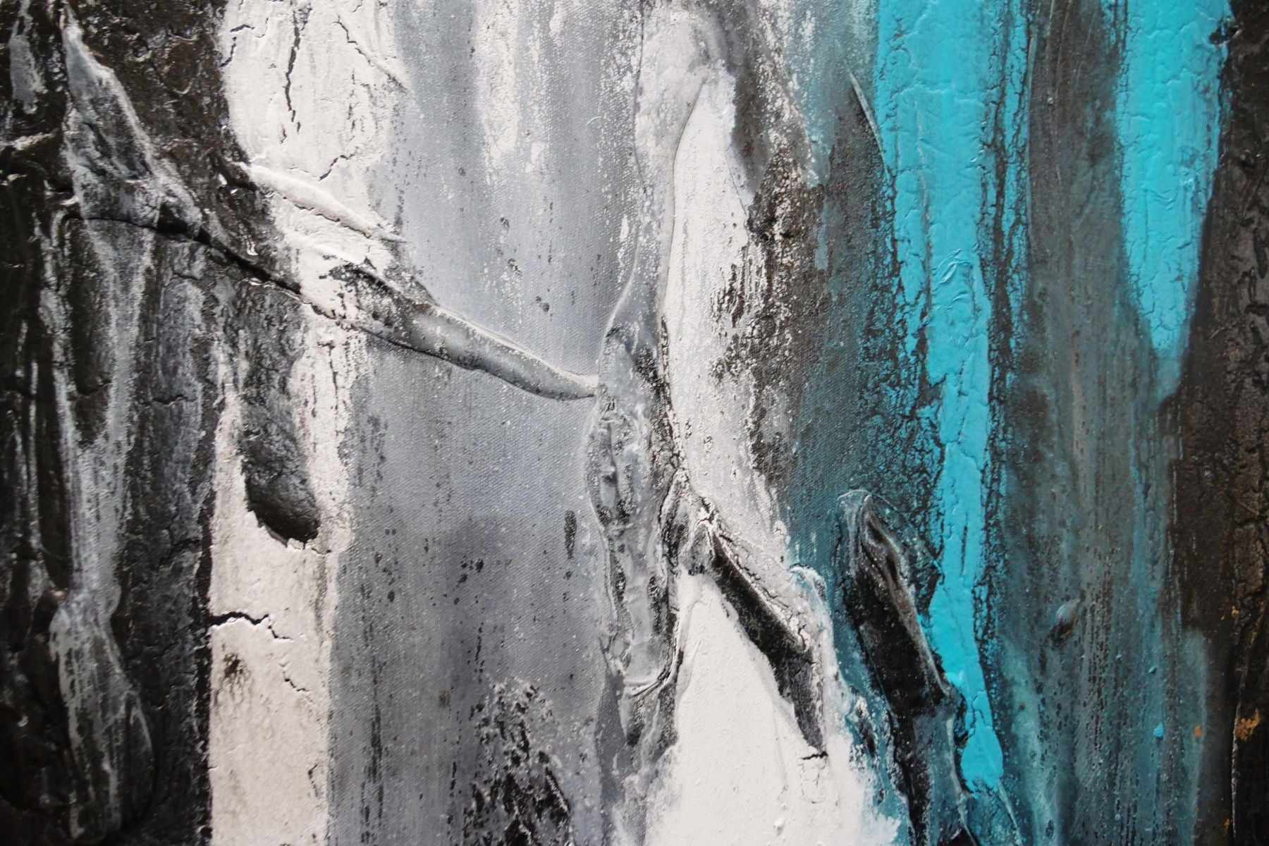 Golden Teal 190cm x 100cm Black Teal Gold Textured Abstract Painting (SOLD)