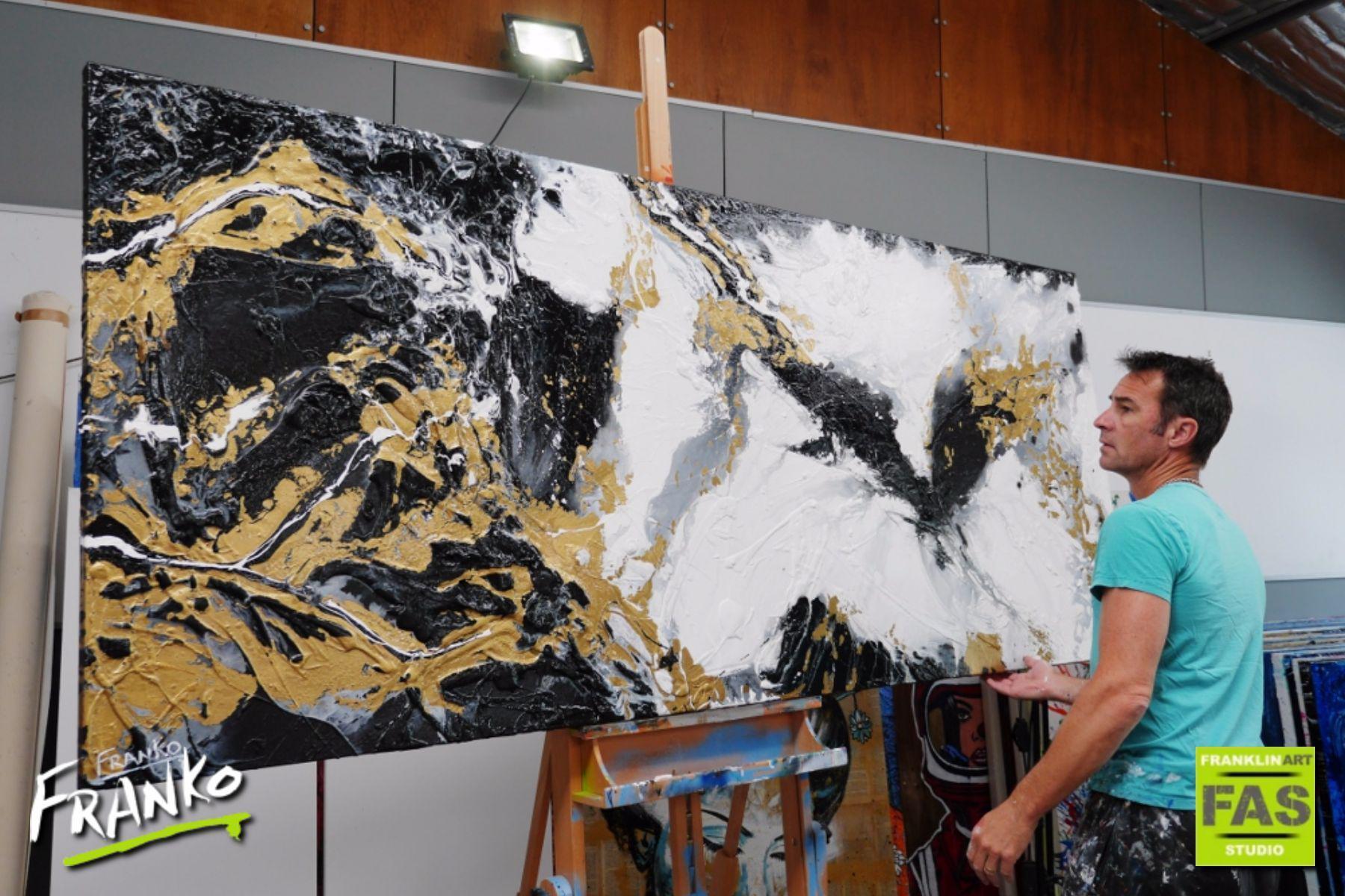 Golden Veins 240cm x 100cm Gold Black White Abstract Painting (SOLD)-abstract-[Franko_Artist]-[The_Block]-[Dream_Homes]-[ideas]- [Grand_Designs]-Franklin Art Studio