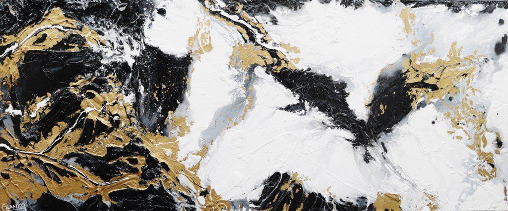 Golden Veins 240cm x 100cm Gold Black White Abstract Painting (SOLD)-abstract-[Franko_Artist]-[Australian_artist]-[Gold_Coast]-[Brisbane]-[modern]-[contemporary]-[original]-[Large_artwork]-Franklin Art Studio