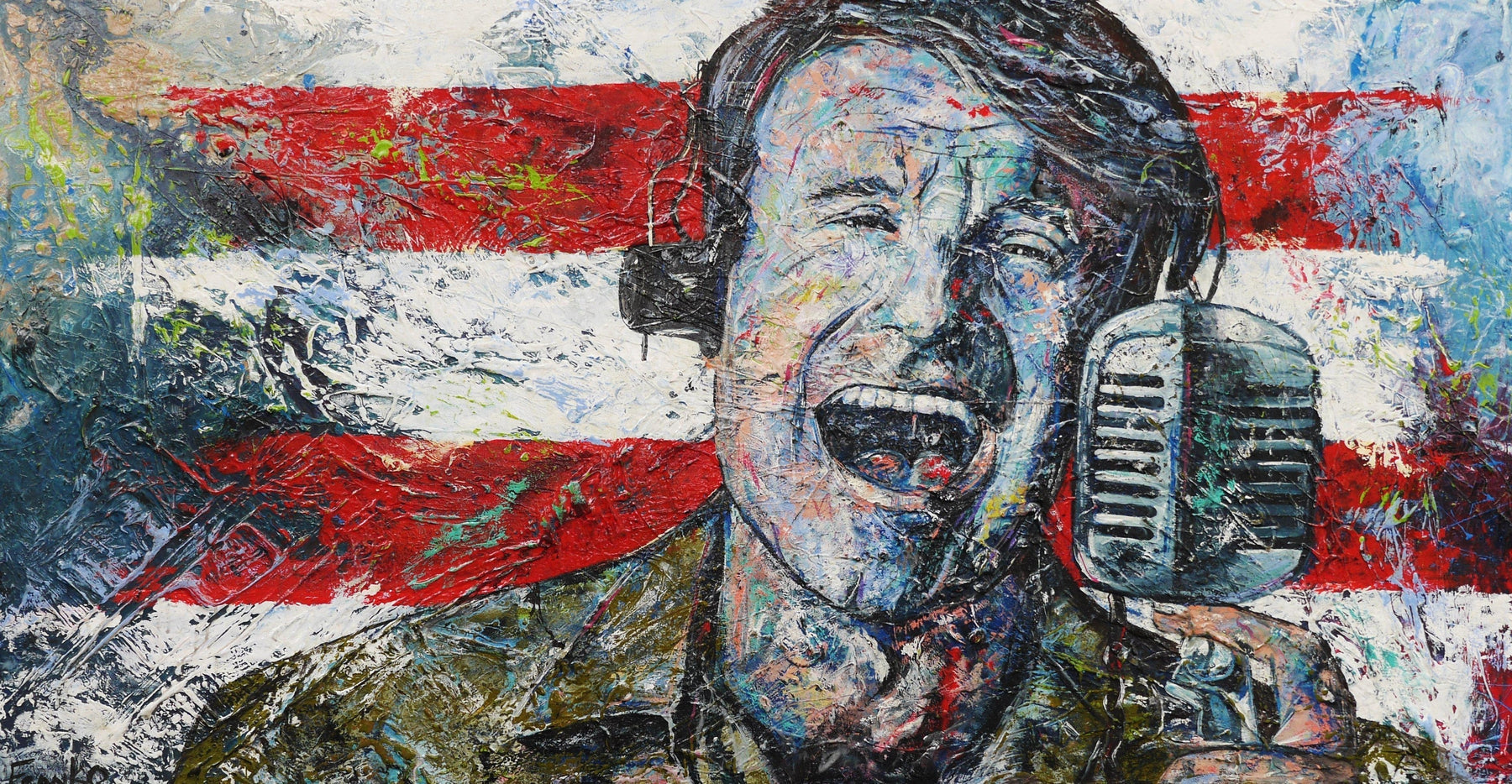 Good Morning Vietnam 190cm x 100cm Robin Williams Painting (SOLD)-abstract realism-[Franko_Artist]-[Australian_artist]-[Gold_Coast]-[Brisbane]-[modern]-[contemporary]-[original]-[Large_artwork]-Franklin Art Studio