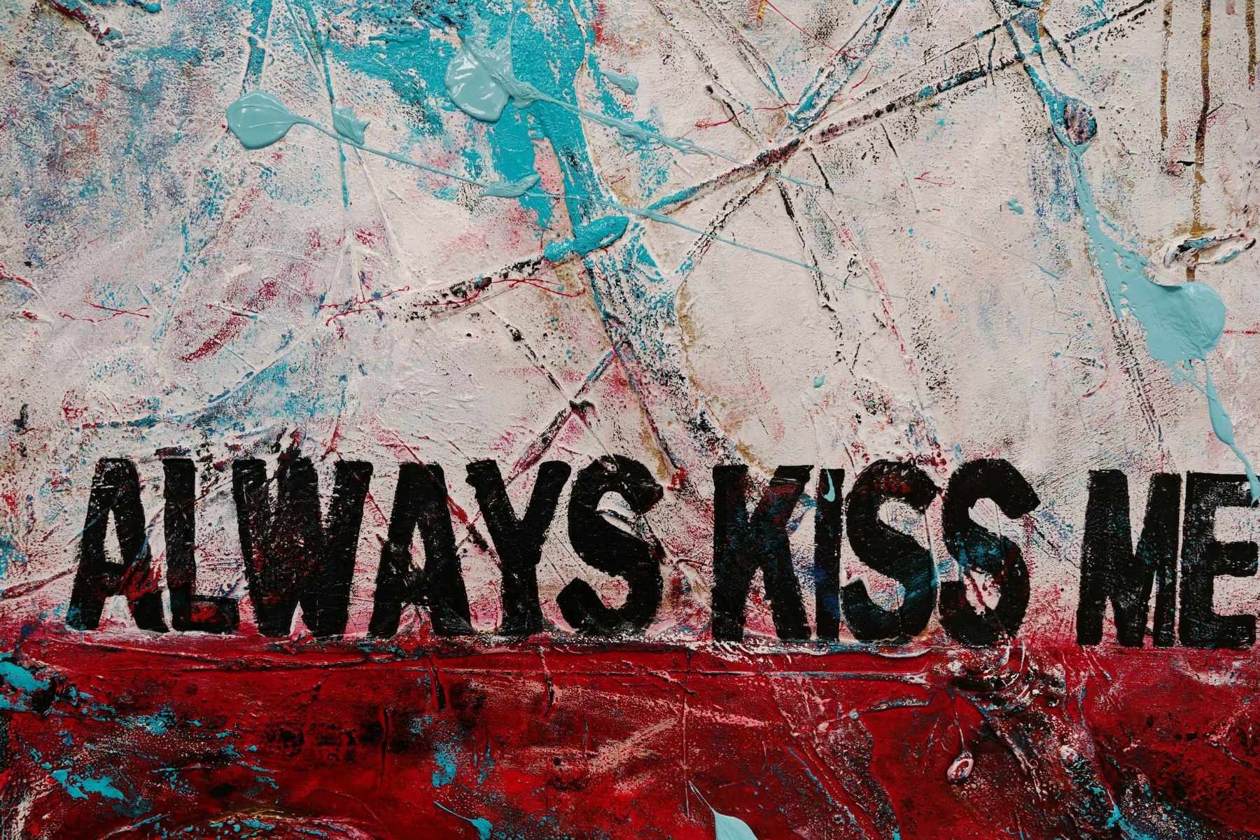Goodnight Kisses 200cm x 80cm Always Kiss Me Goodnight Textured Urban Pop Art Painting (SOLD)