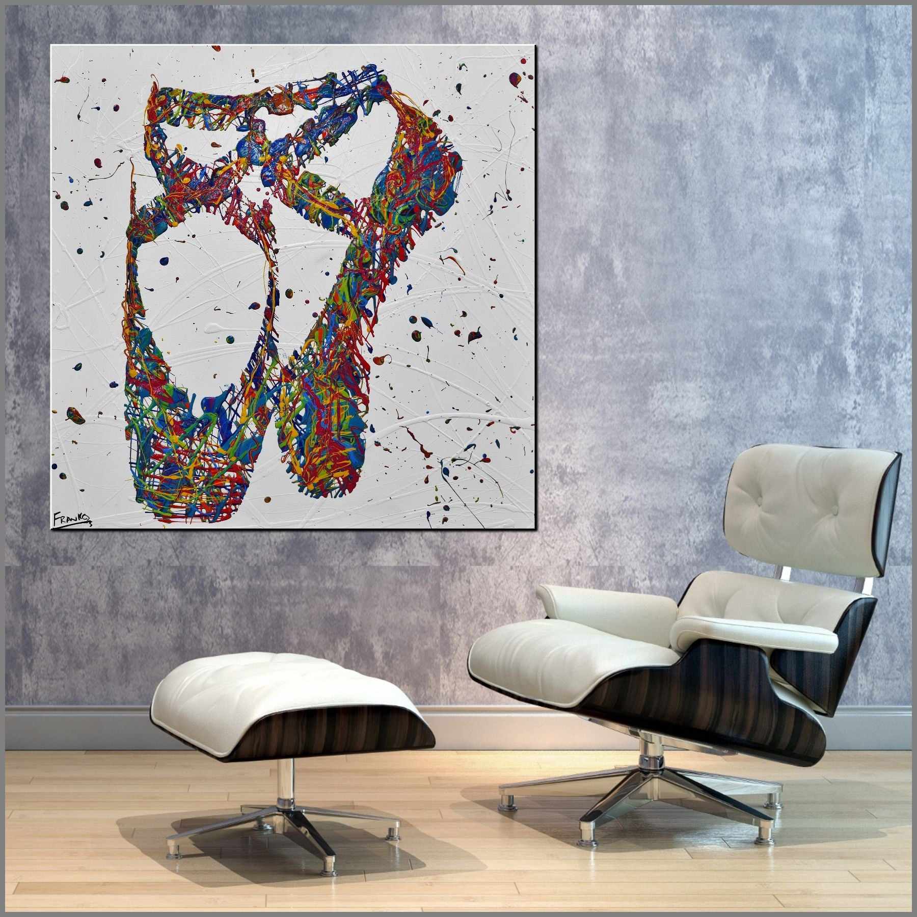 Goody Two Shoes 100cm x 100cm Ballerina Shoes Textured Urban Pop Art Painting (SOLD)-urban pop-[Franko_Artist]-[Australian_artist]-[Gold_Coast]-[Brisbane]-[modern]-[contemporary]-[original]-[Large_artwork]-[The_Block]-[Dream_Homes]-[ideas]-[Grand_Designs]-[Art_Lover]-Franklin Art Studio