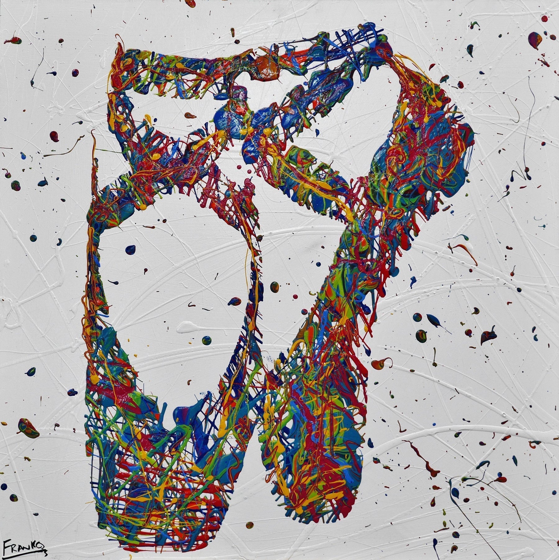 Goody Two Shoes 100cm x 100cm Ballerina Shoes Textured Urban Pop Art Painting (SOLD)-urban pop-[Franko_Artist]-[Australian_artist]-[Gold_Coast]-[Brisbane]-[modern]-[contemporary]-[original]-[Large_artwork]-Franklin Art Studio