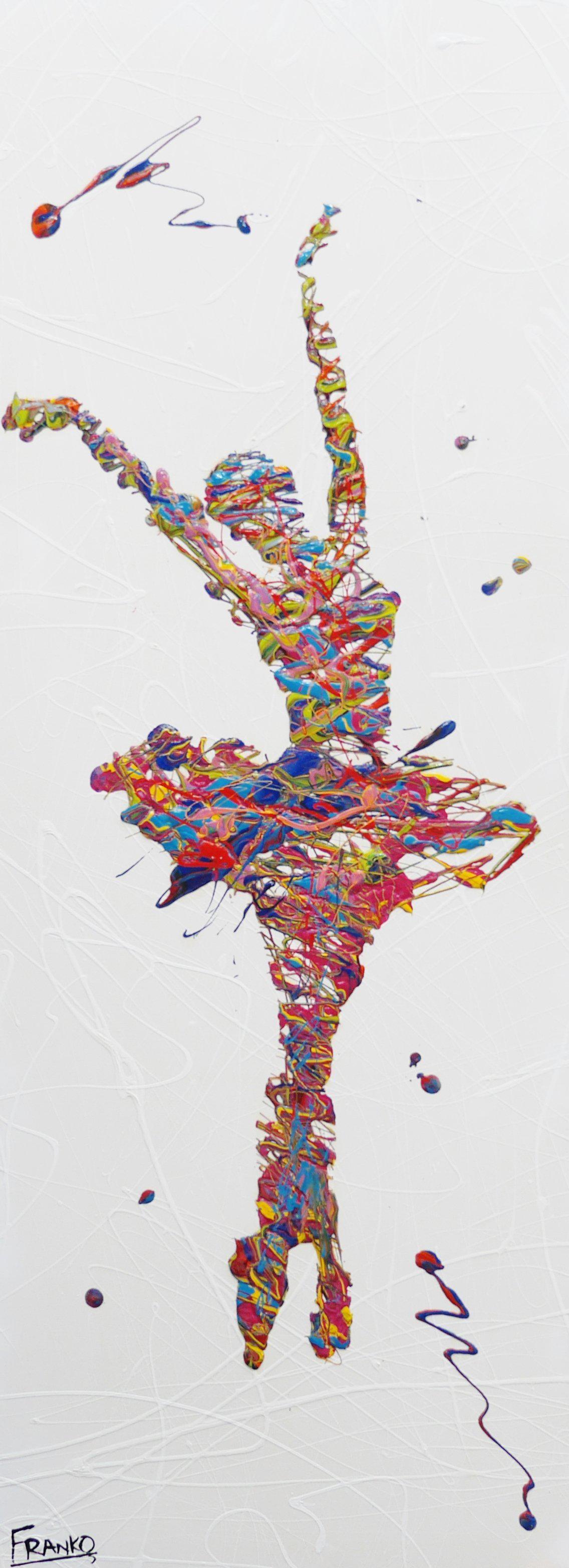 Grace 160cm x 60cm Ballerina Pop Art Painting (SOLD)-urban pop-[Franko_Artist]-[Australian_artist]-[Gold_Coast]-[Brisbane]-[modern]-[contemporary]-[original]-[Large_artwork]-Franklin Art Studio
