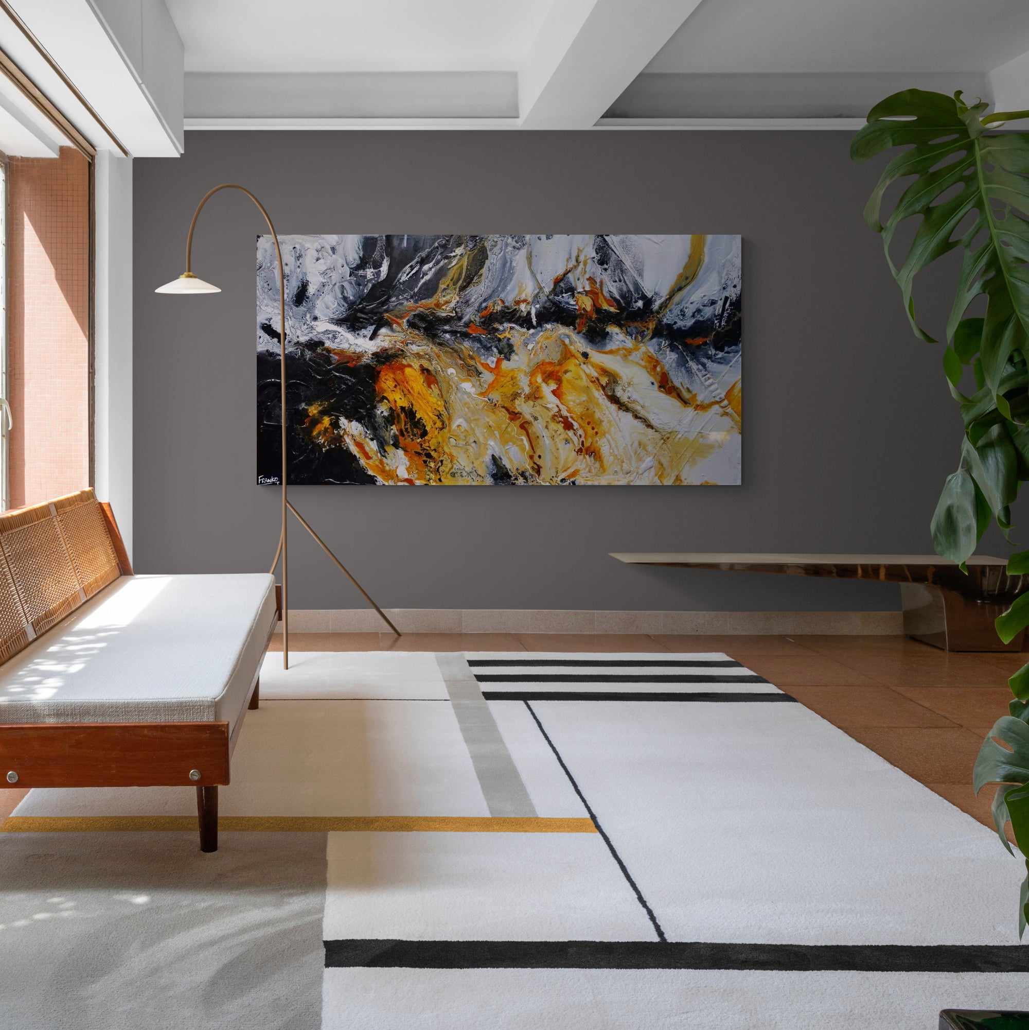 Granite Sienna 190cm x 100cm Black Sienna Textured Abstract Painting (SOLD)-Abstract-[Franko_Artist]-[The_Block]-[Dream_Homes]-[ideas]- [Grand_Designs]-Franklin Art Studio