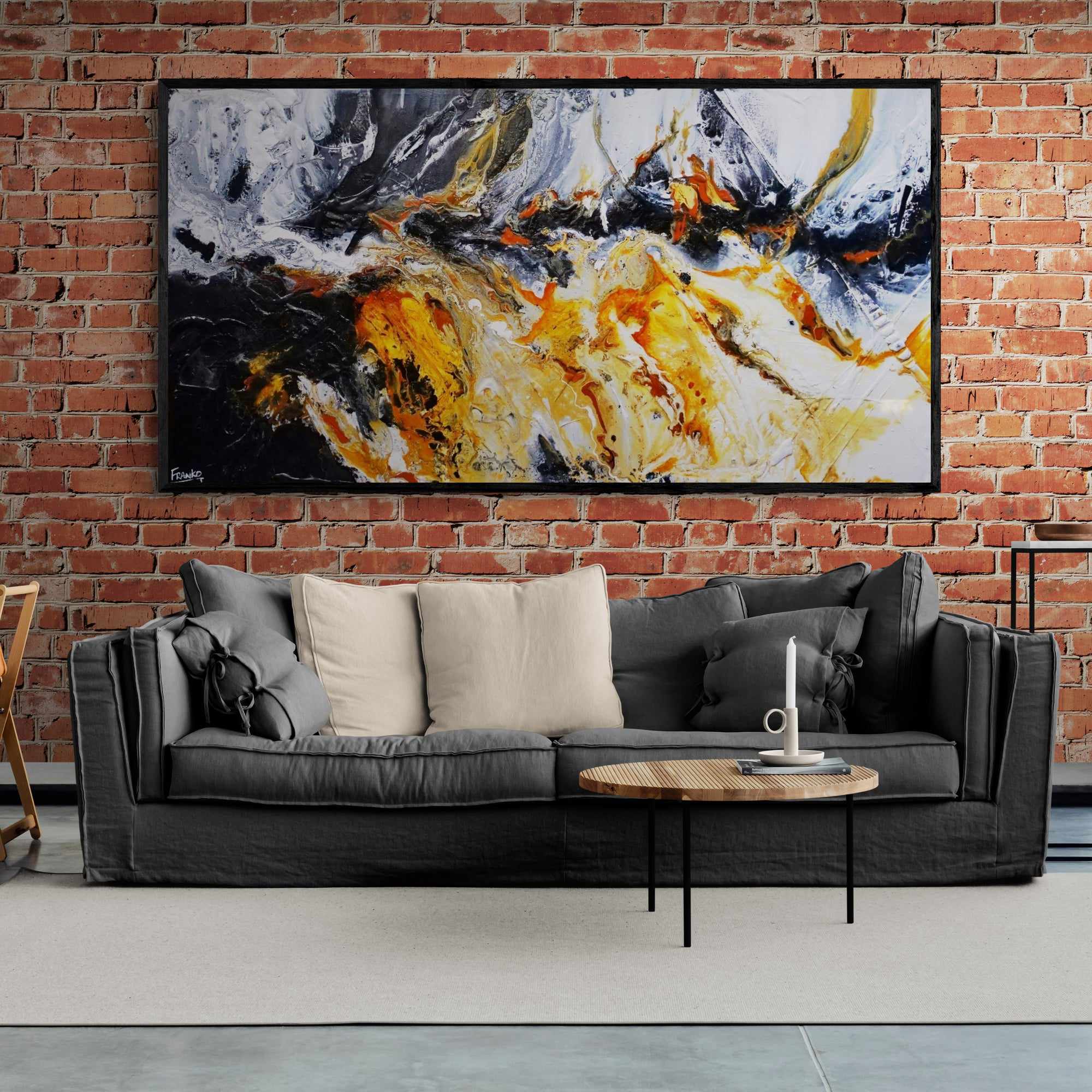 Granite Sienna 190cm x 100cm Black Sienna Textured Abstract Painting (SOLD)-Abstract-[Franko_Artist]-[Australian_artist]-[Gold_Coast]-[Brisbane]-[modern]-[contemporary]-[original]-[Large_artwork]-[The_Block]-[Dream_Homes]-[ideas]-[Grand_Designs]-[Art_Lover]-Franklin Art Studio