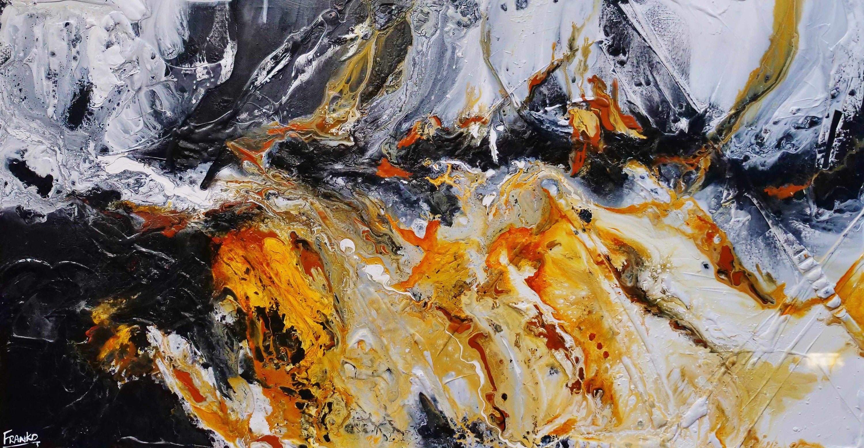 Granite Sienna 190cm x 100cm Black Sienna Textured Abstract Painting (SOLD)-Abstract-[Franko_Artist]-[Australian_artist]-[Gold_Coast]-[Brisbane]-[modern]-[contemporary]-[original]-[Large_artwork]-Franklin Art Studio
