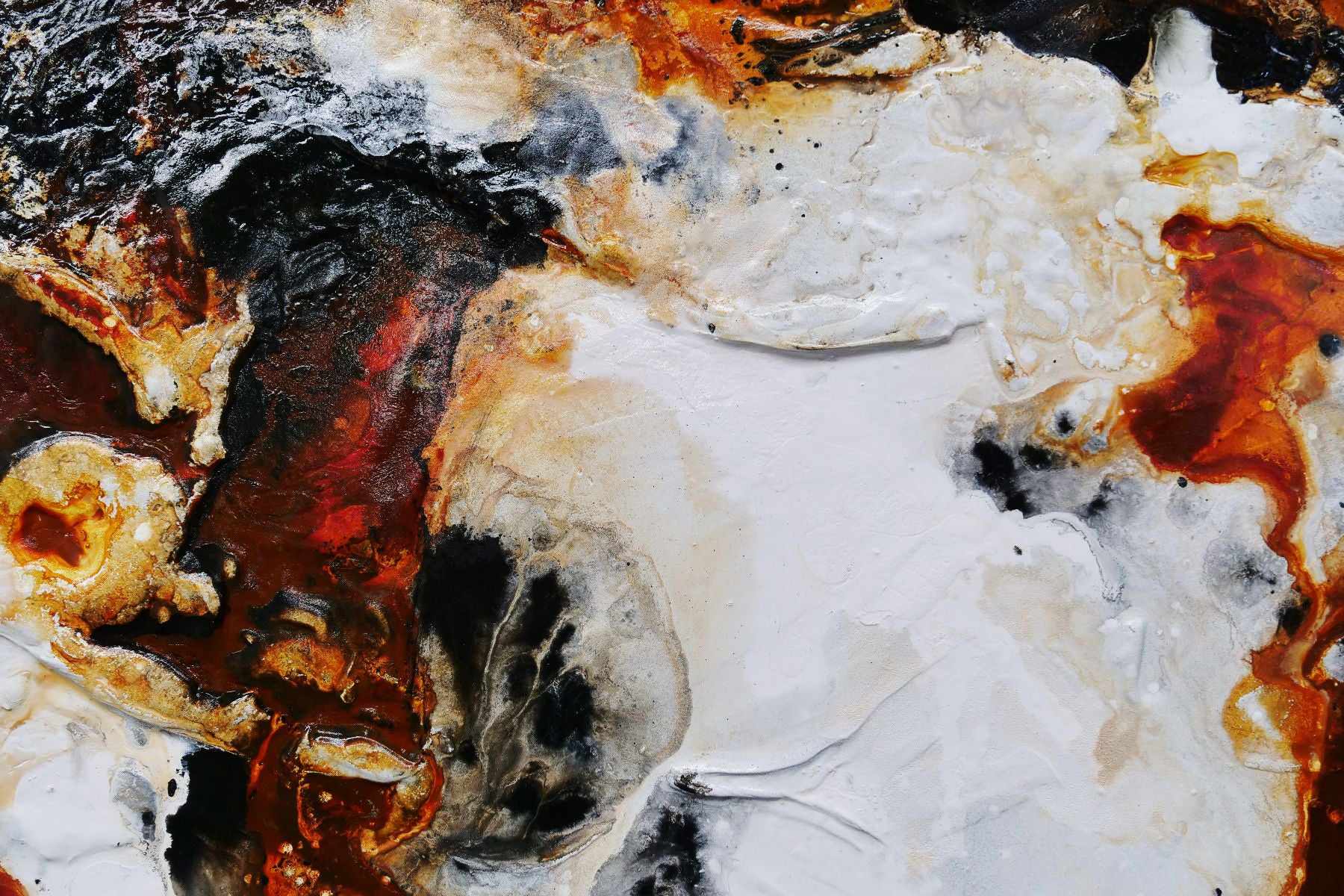 Granite and Rust 240cm x 100cm Rust Black White Textured Abstract Painting (SOLD)