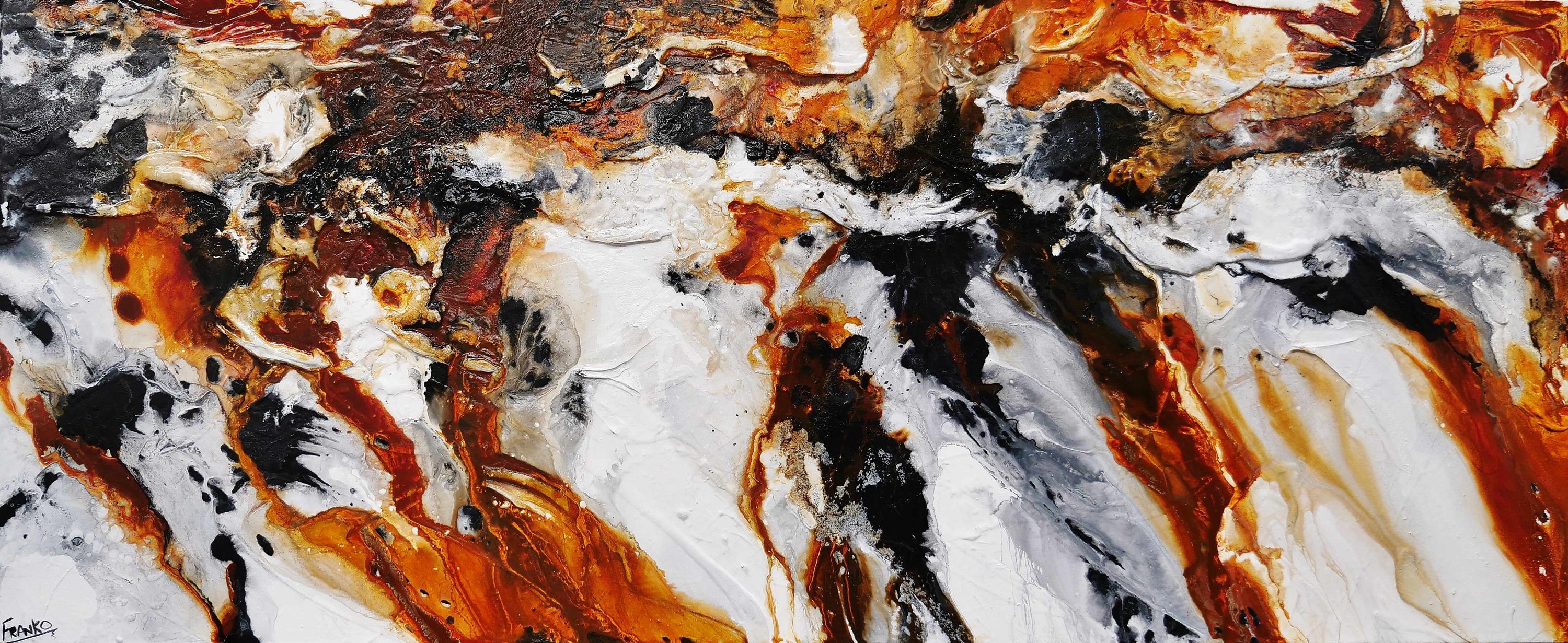 Granite and Rust 240cm x 100cm Rust Black White Textured Abstract Painting (SOLD)-Abstract-[Franko_Artist]-[Australian_artist]-[Gold_Coast]-[Brisbane]-[modern]-[contemporary]-[original]-[Large_artwork]-Franklin Art Studio