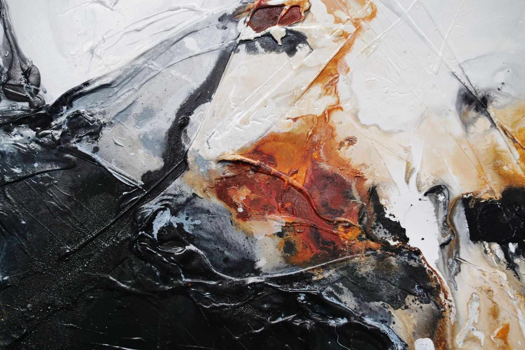 Graphite Oxide 160cm x 100cm Black Oxide White Textured Abstract Painting