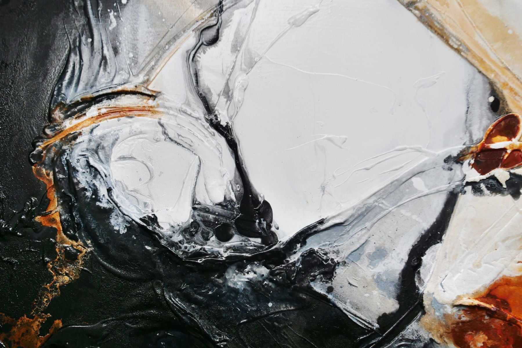 Graphite Oxide 160cm x 100cm Black Oxide White Textured Abstract Painting