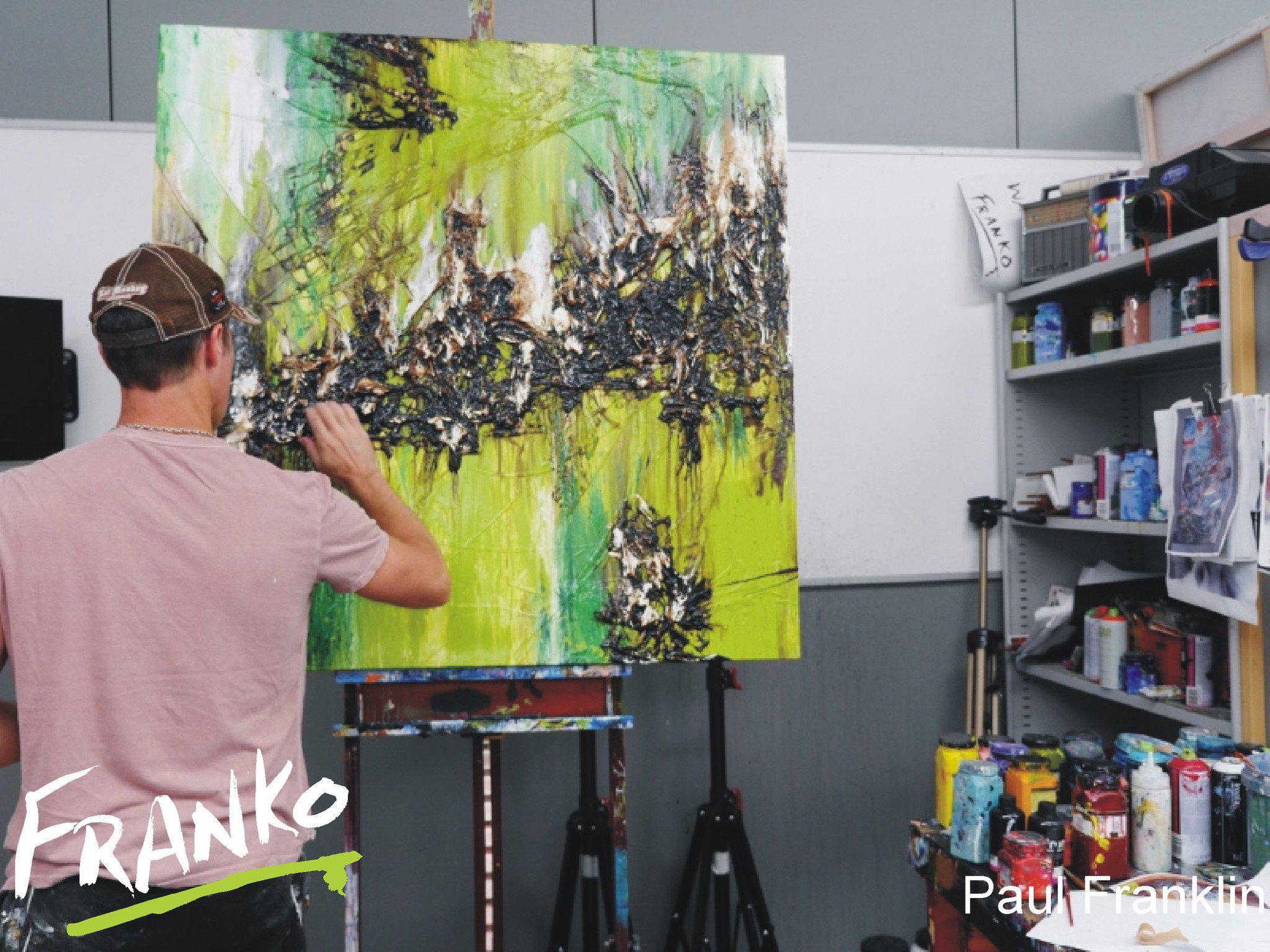 Greatest Lime 120cm x 120cm Green Abstract Painting (SOLD)-abstract-[Franko_Artist]-[The_Block]-[Dream_Homes]-[ideas]- [Grand_Designs]-Franklin Art Studio