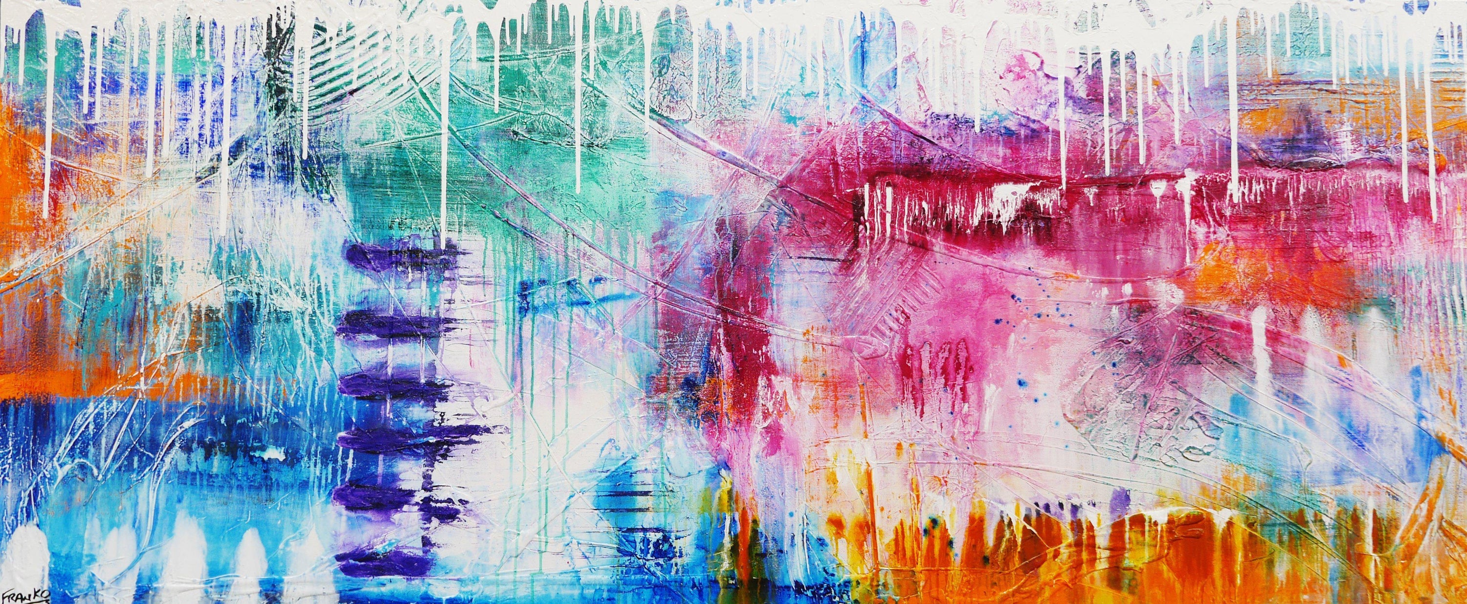 Grunge Class 240cm x 100cm Colourful Abstract Painting (SOLD)-Abstract-[Franko_Artist]-[Australian_artist]-[Gold_Coast]-[Brisbane]-[modern]-[contemporary]-[original]-[Large_artwork]-Franklin Art Studio