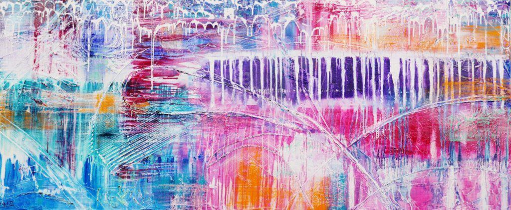 Grunge Monster 240cm x 100cm Pink Purple Blue Abstract Painting (SOLD)-abstract-[Franko_Artist]-[Australian_artist]-[Gold_Coast]-[Brisbane]-[modern]-[contemporary]-[original]-[Large_artwork]-Franklin Art Studio
