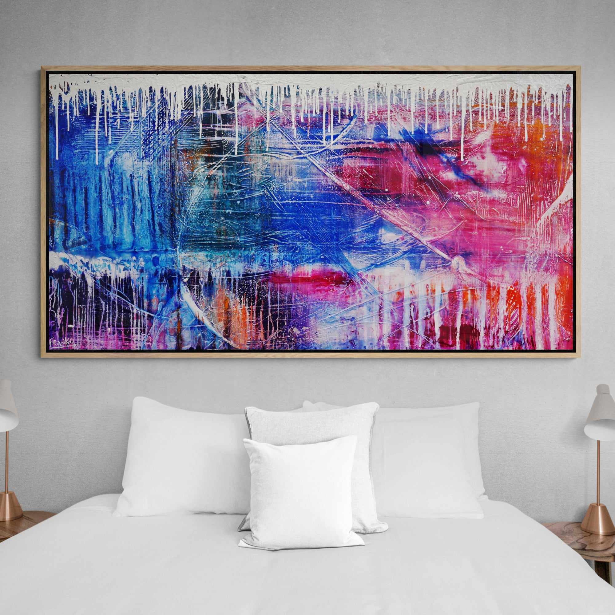 Grunge Riot 190cm x 100cm Colourful Textured Abstract Painting (SOLD)-Abstract-[Franko_Artist]-[The_Block]-[Dream_Homes]-[ideas]-[Grand_Designs]-[Art_Lover]-Franklin Art Studio