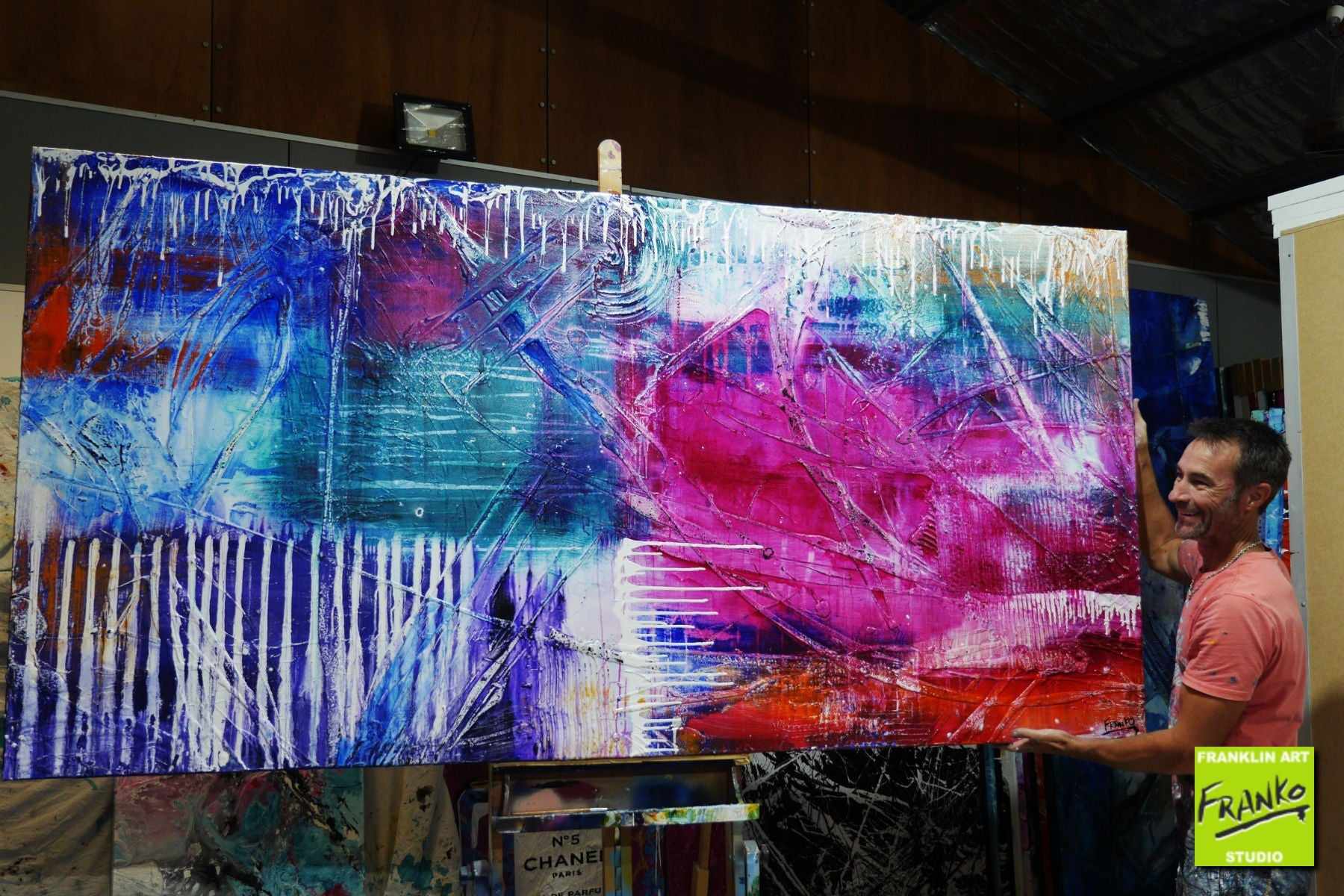 Grunge Utopia 240cm x 120cm Colourful Textured Abstract Painting (SOLD)-Abstract-[Franko_Artist]-[The_Block]-[Dream_Homes]-[ideas]- [Grand_Designs]-Franklin Art Studio