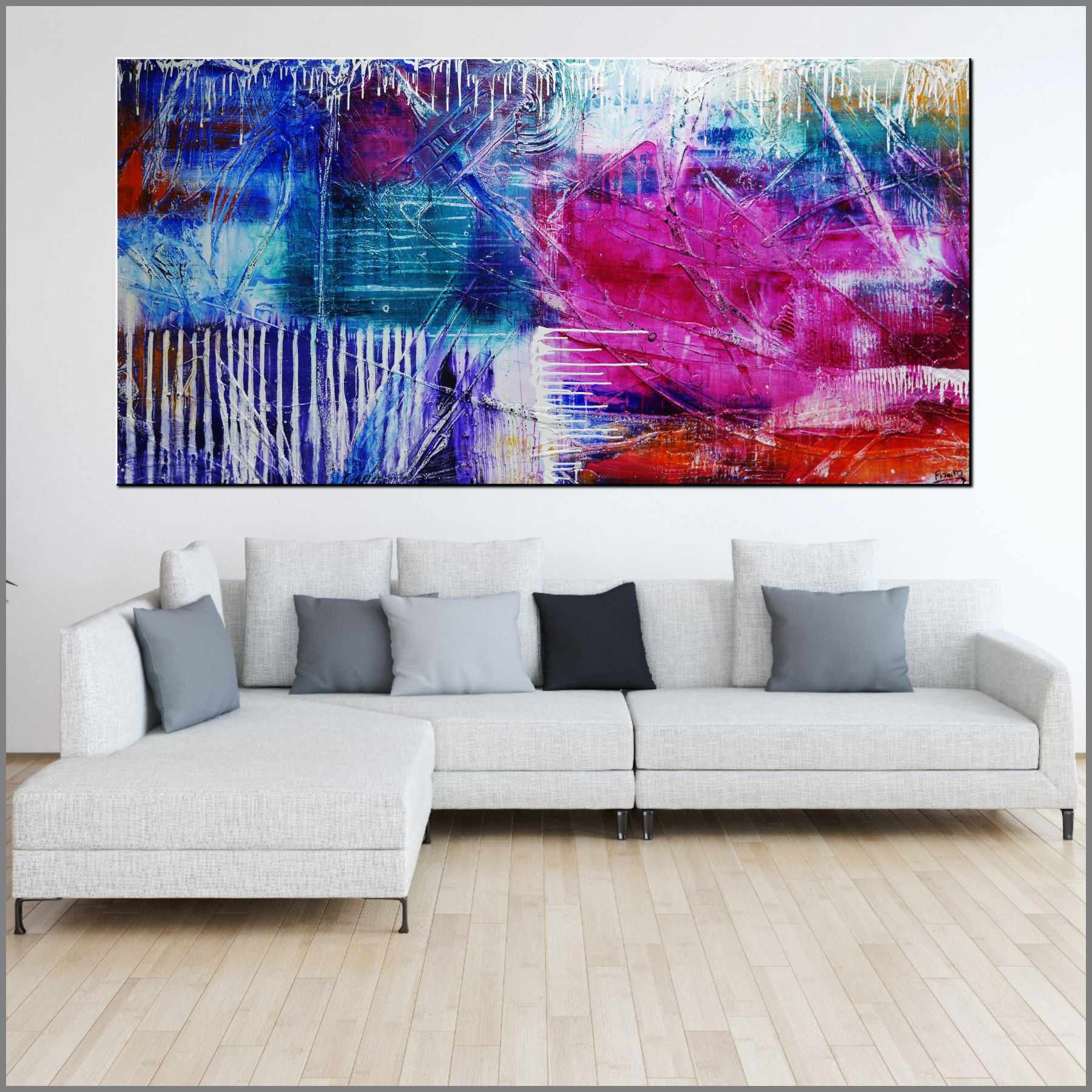 Grunge Utopia 240cm x 120cm Colourful Textured Abstract Painting (SOLD)-Abstract-[Franko_Artist]-[Australian_artist]-[Gold_Coast]-[Brisbane]-[modern]-[contemporary]-[original]-[Large_artwork]-[The_Block]-[Dream_Homes]-[ideas]-[Grand_Designs]-[Art_Lover]-Franklin Art Studio