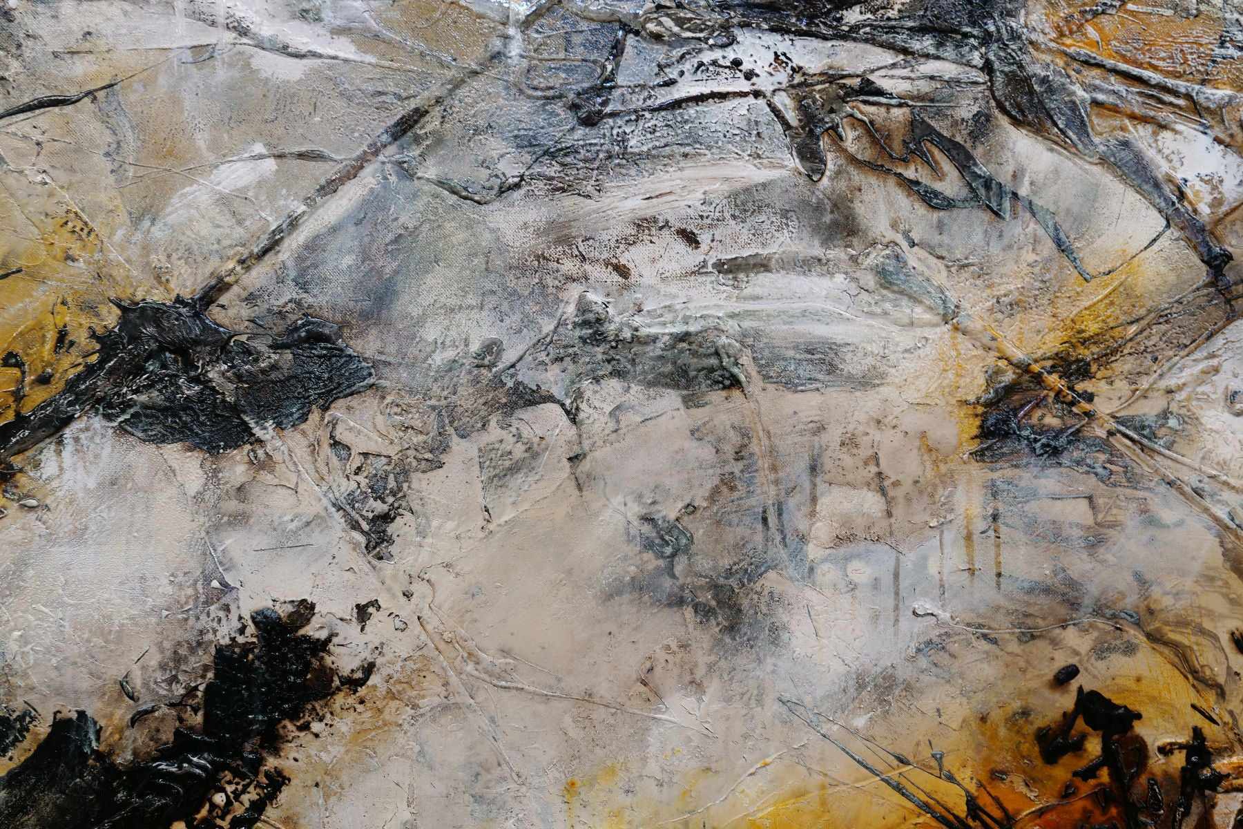 Grunged Sienna 270cm x 120cm Sienna Black Textured Abstract Painting (SOLD)