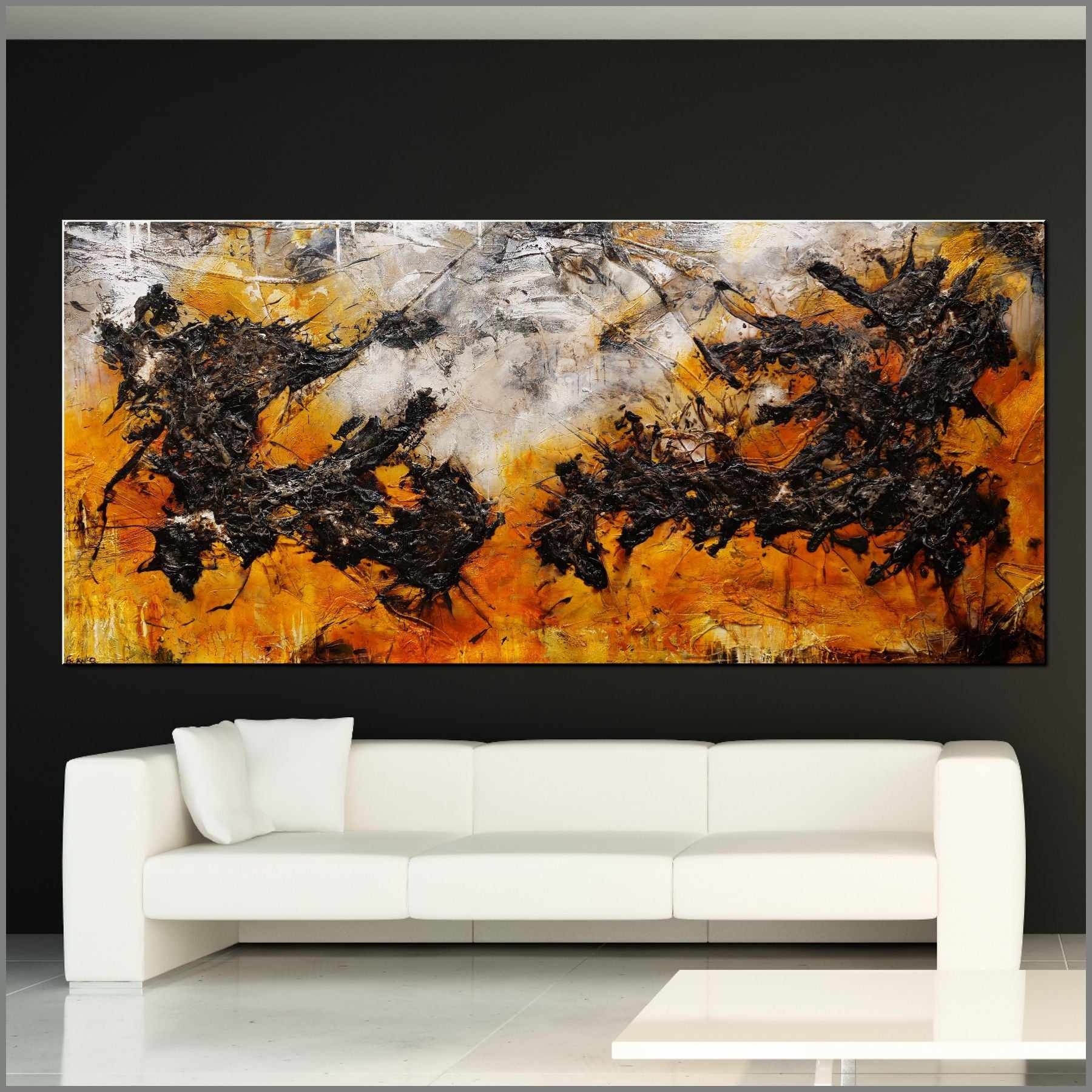 Grunged Sienna 270cm x 120cm Sienna Black Textured Abstract Painting (SOLD)-Abstract-[Franko_Artist]-[Australian_artist]-[Gold_Coast]-[Brisbane]-[modern]-[contemporary]-[original]-[Large_artwork]-[The_Block]-[Dream_Homes]-[ideas]-[Grand_Designs]-[Art_Lover]-Franklin Art Studio