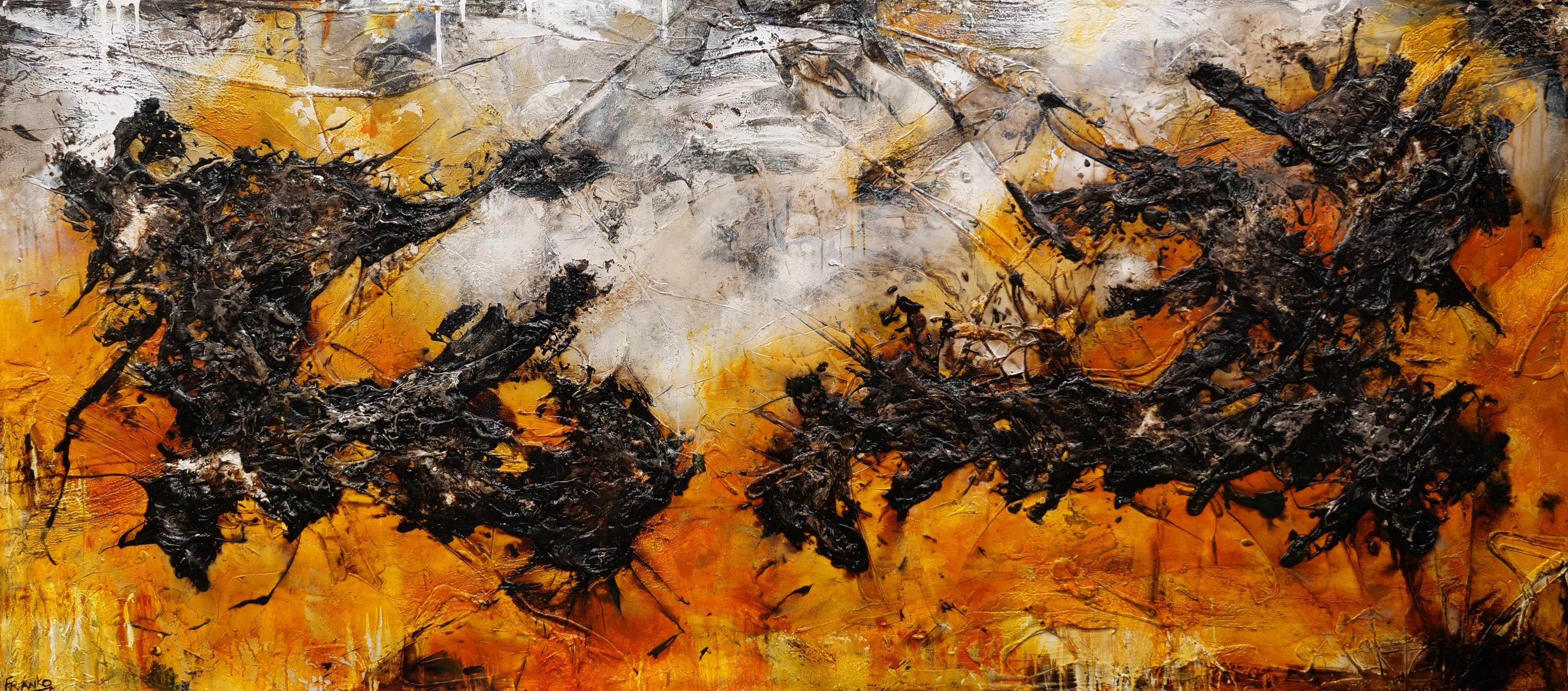 Grunged Sienna 270cm x 120cm Sienna Black Textured Abstract Painting (SOLD)-Abstract-[Franko_Artist]-[Australian_artist]-[Gold_Coast]-[Brisbane]-[modern]-[contemporary]-[original]-[Large_artwork]-Franklin Art Studio