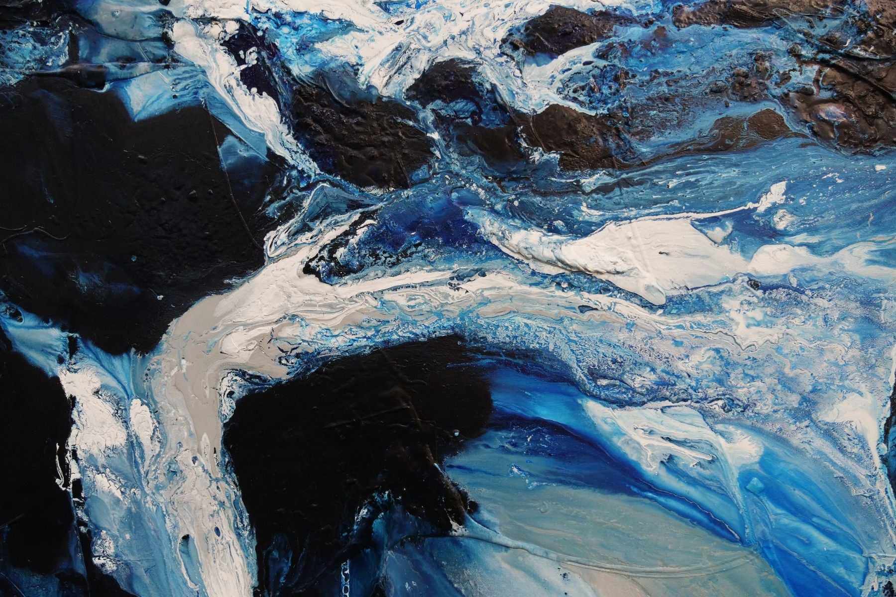 Hamptons Rush 190cm x 100cm Blue White Textured Abstract Painting (SOLD)