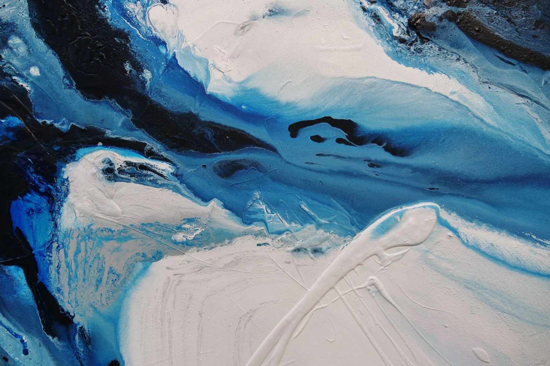 Hamptons Rush 190cm x 100cm Blue White Textured Abstract Painting (SOLD)