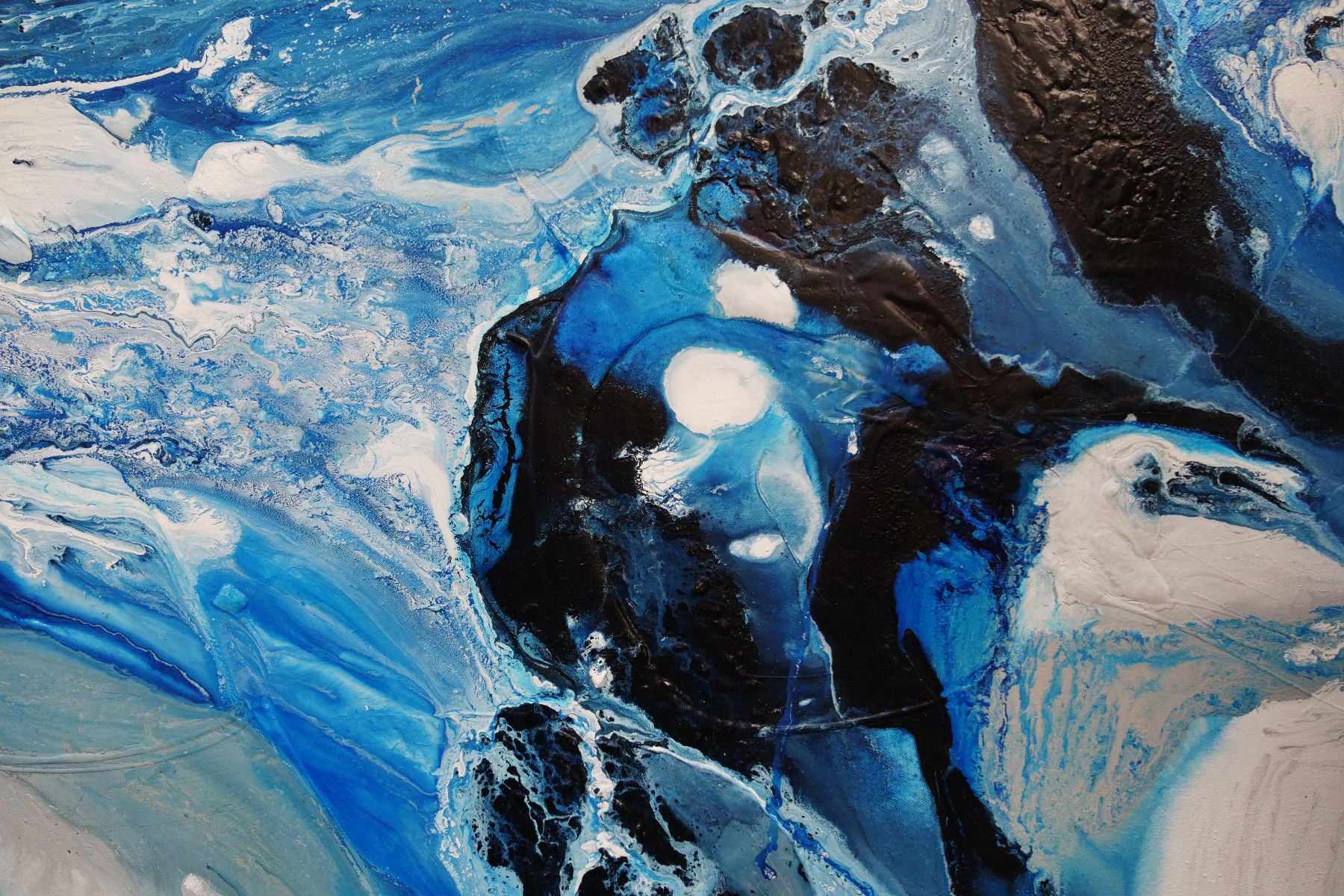 Hamptons Rush 190cm x 100cm Blue White Textured Abstract Painting (SOLD)-Abstract-[Franko]-[Artist]-[Australia]-[Painting]-Franklin Art Studio