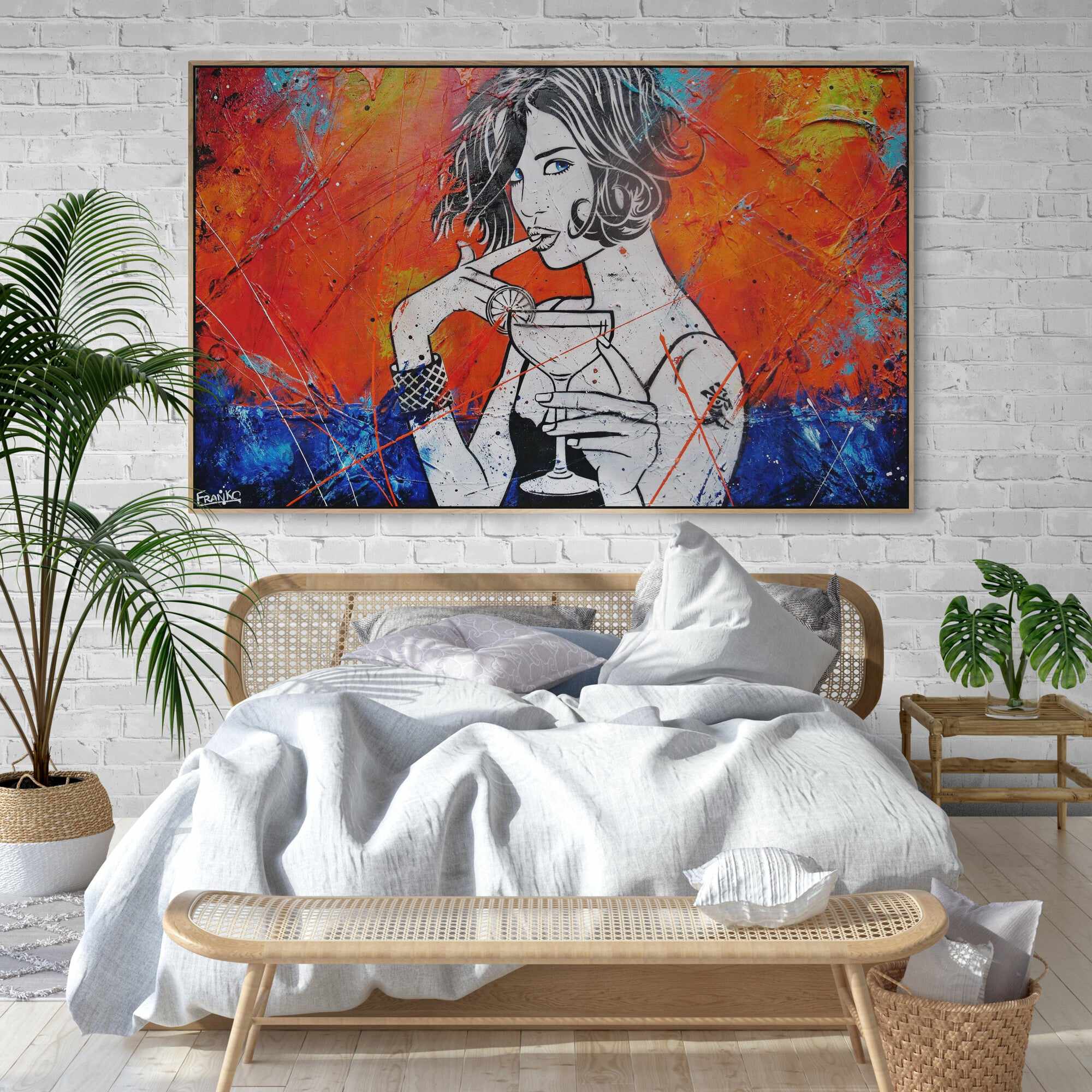 Happy Cocktail Hour 160cm x 100cm Textured Urban Pop Art Painting (SOLD)-Urban Pop Art-[Franko_Artist]-[The_Block]-[Dream_Homes]-[ideas]-[Grand_Designs]-[Art_Lover]-Franklin Art Studio