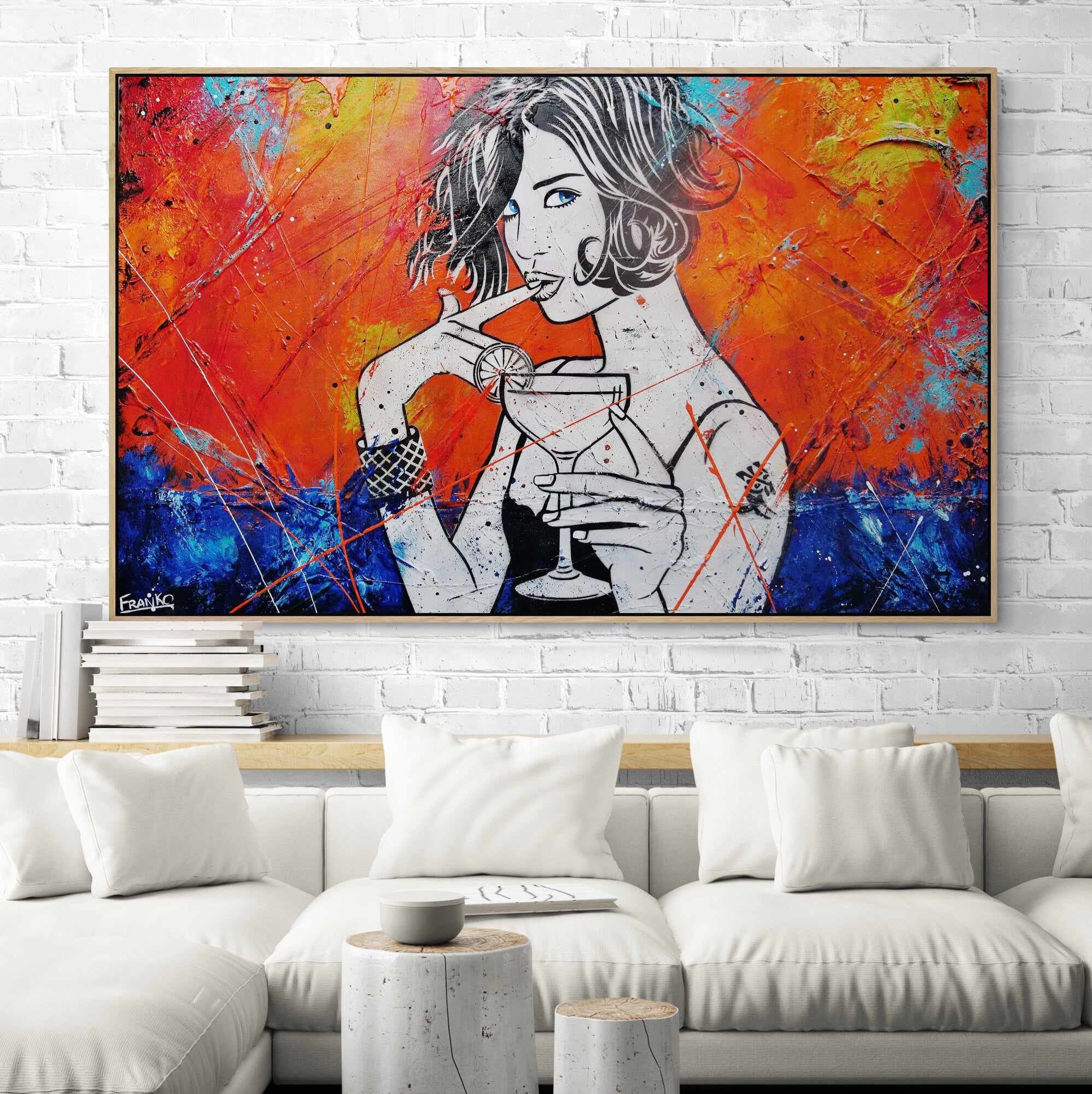 Happy Cocktail Hour 160cm x 100cm Textured Urban Pop Art Painting (SOLD)-Urban Pop Art-[Franko_Artist]-[Australian_artist]-[Gold_Coast]-[Brisbane]-[modern]-[contemporary]-[original]-[Large_artwork]-[The_Block]-[Dream_Homes]-[ideas]-[Grand_Designs]-[Art_Lover]-Franklin Art Studio