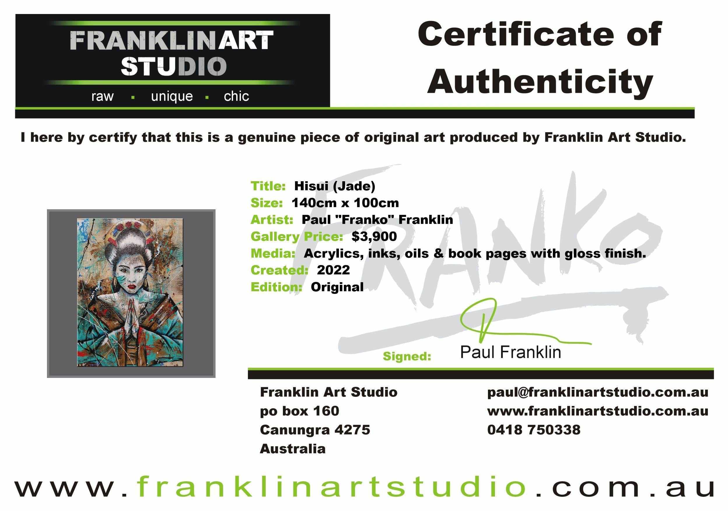 Hisui (Jade) 140cm x 100cm Geisha Urban Pop Book Club Painting (SOLD)-book club-[Franko_Artist]-[The_Block]-[Dream_Homes]-[ideas]-[Grand_Designs]-[Art_Lover]-Franklin Art Studio